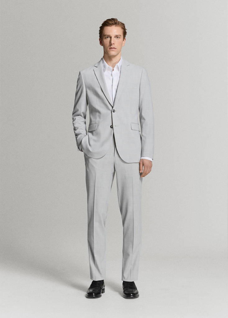 Stretch fabric super slim-fit suit trousers — Light Heather Grey