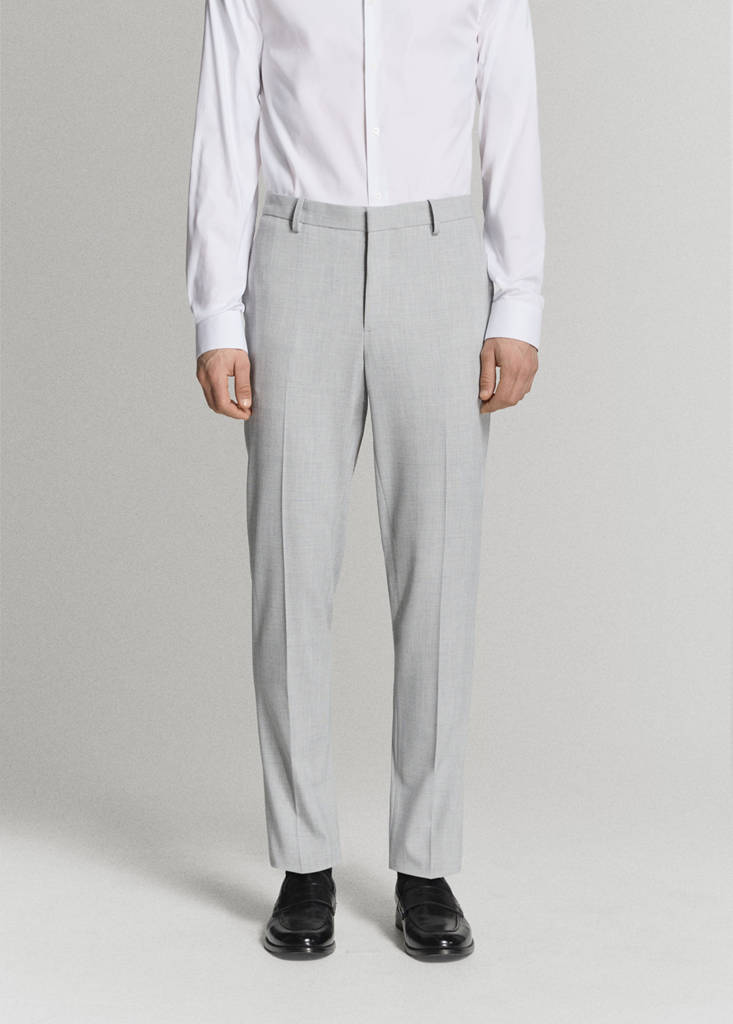 Stretch fabric super slim-fit suit trousers — Light Heather Grey