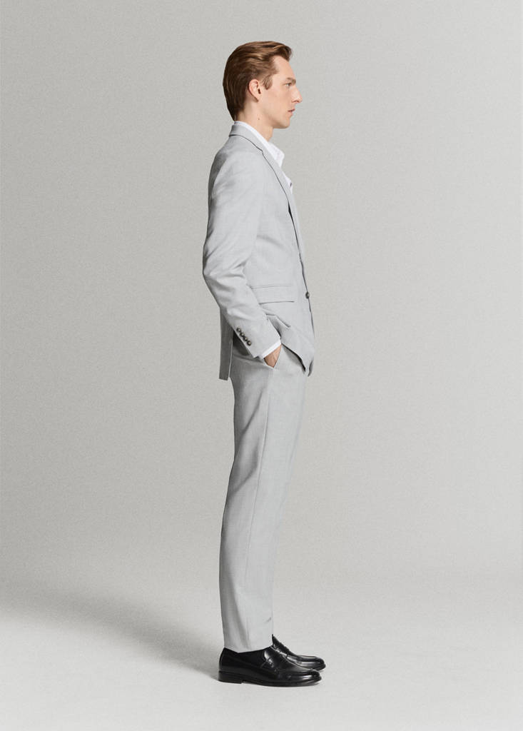 Stretch fabric super slim-fit suit trousers — Light Heather Grey