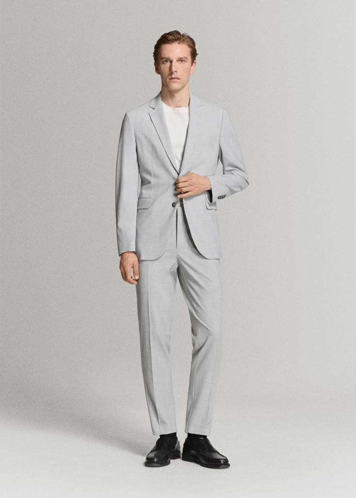 Stretch fabric super slim-fit suit trousers — Light Heather Grey