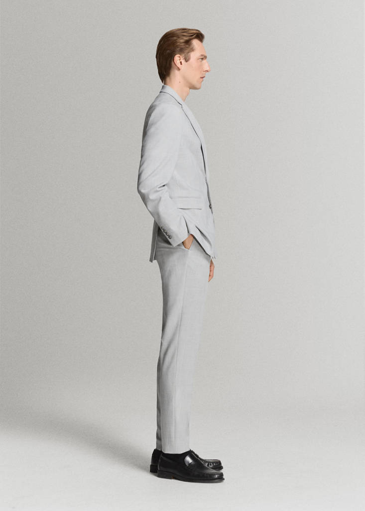 Stretch fabric super slim-fit suit trousers — Light Heather Grey