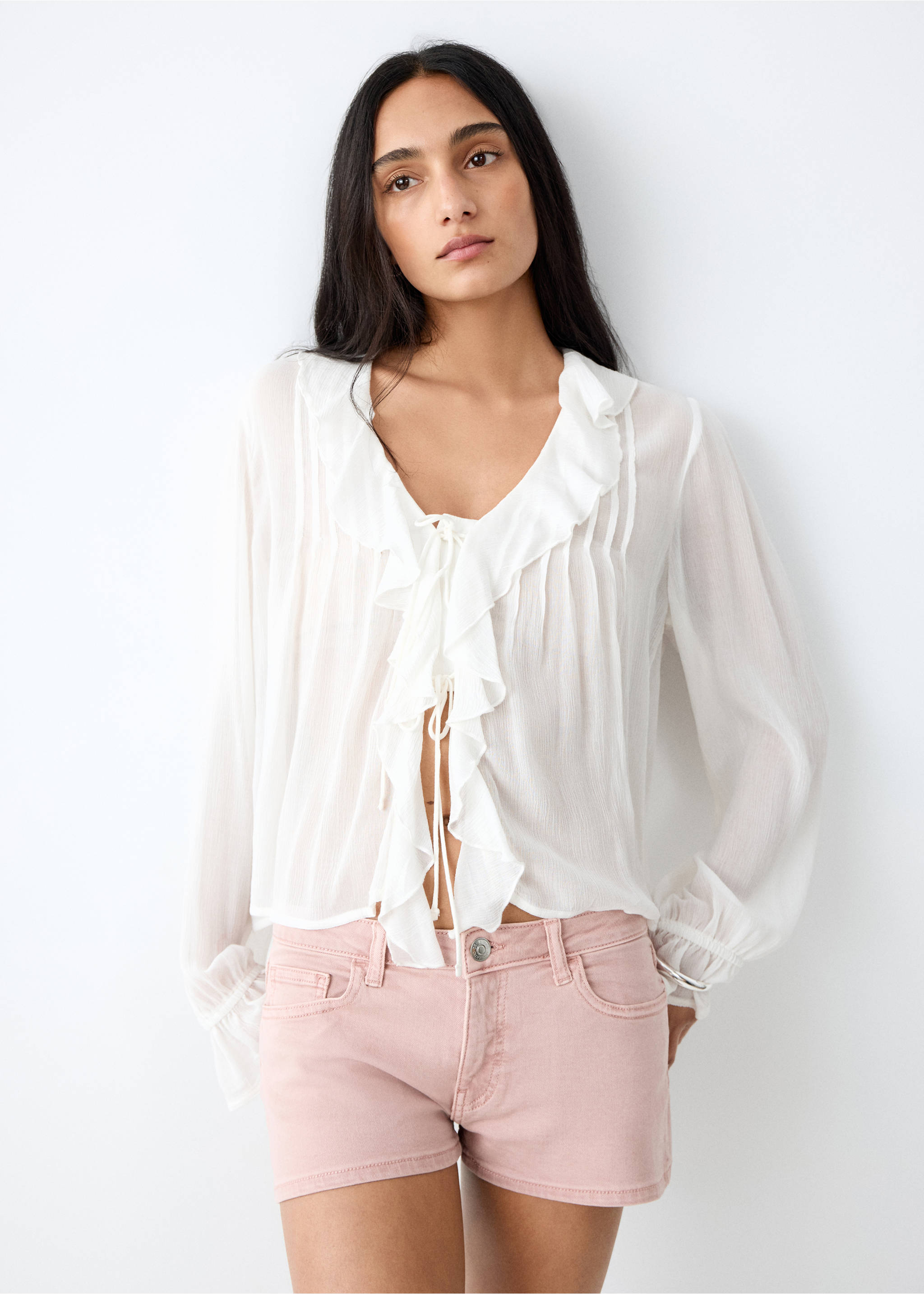 Low-waist mini shorts - Medium plane, Pink. Ref: 27025940-00.