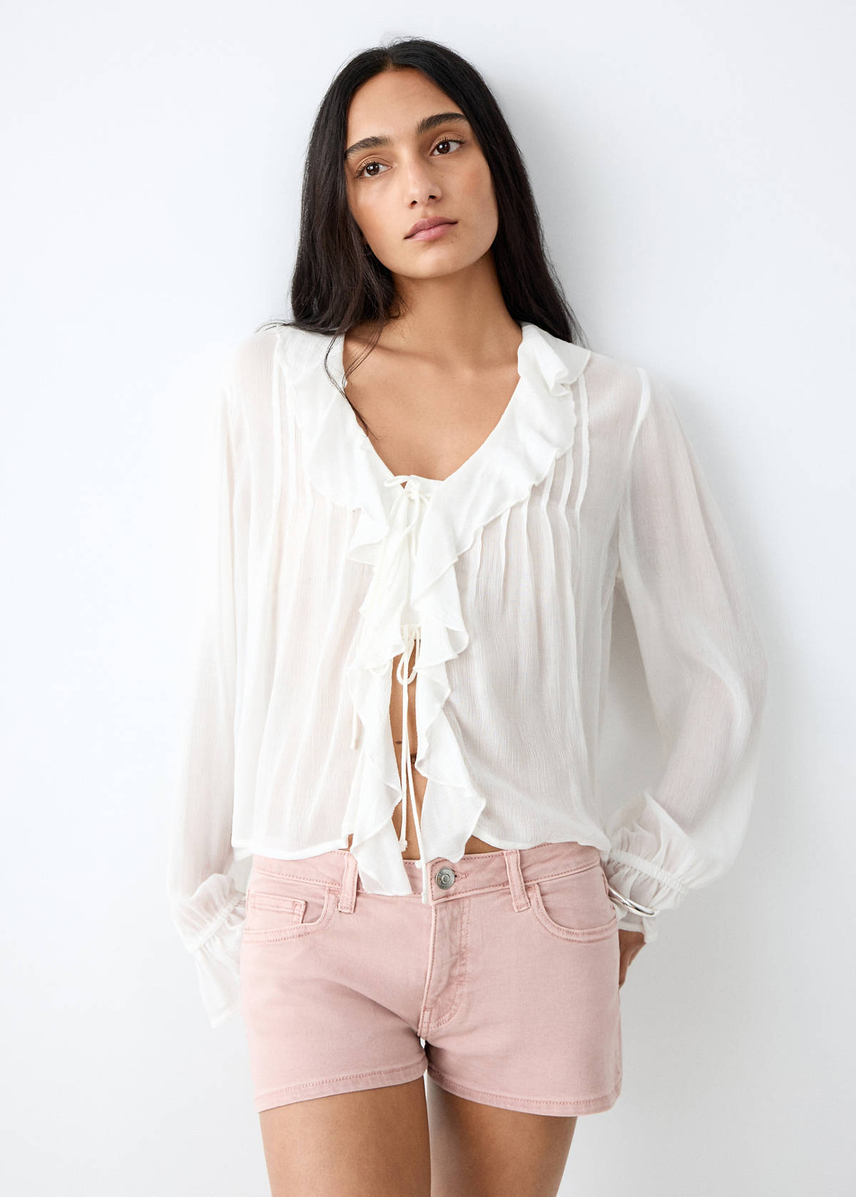 Low-waist mini shorts — Pink