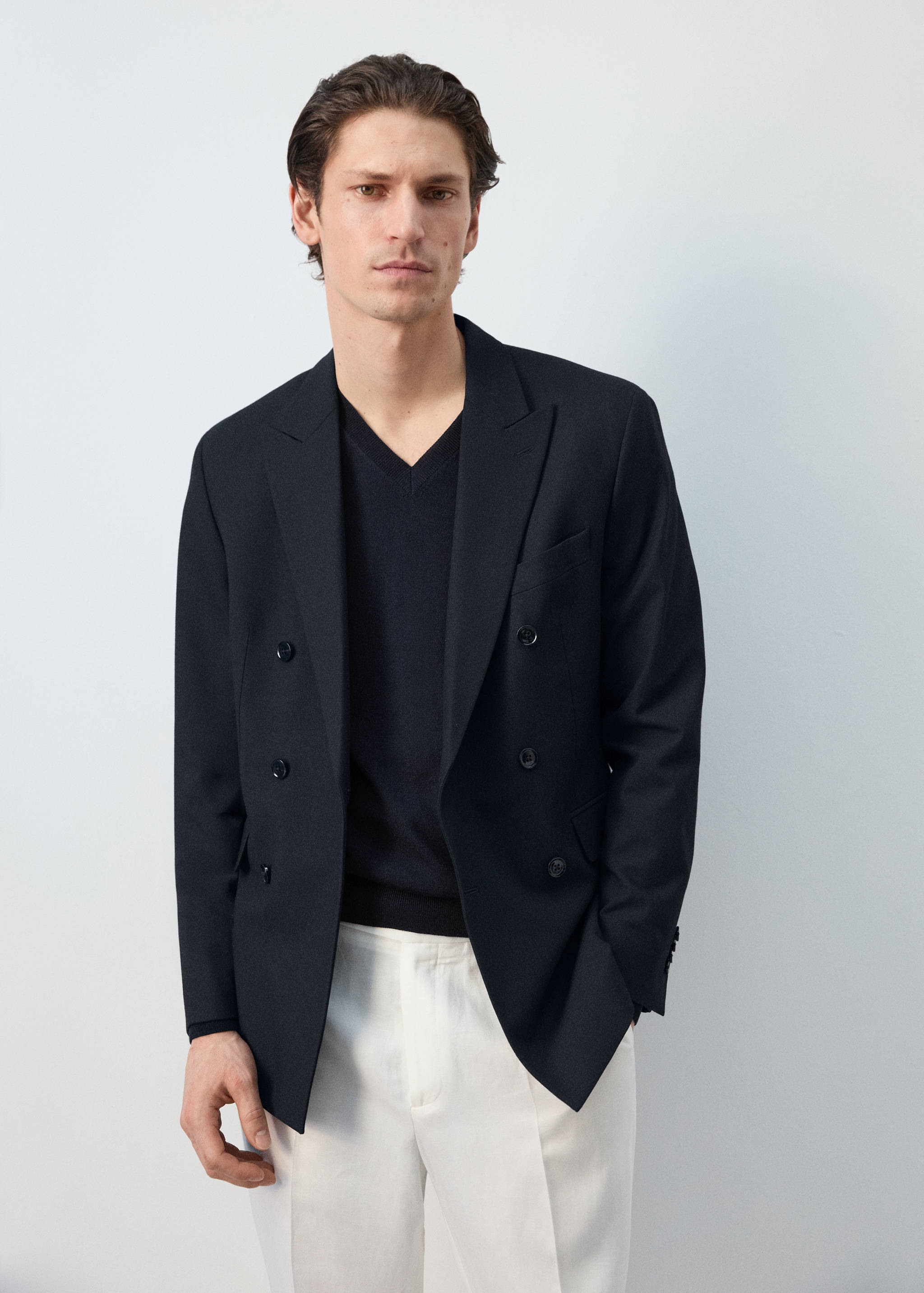 Veste de costume Monaco croisée slim-fit - Plan moyen