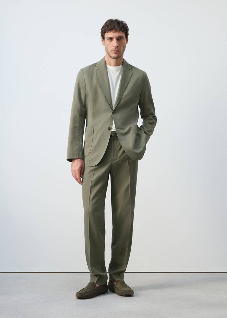 Slim-fit suit jacket made from a linen-lyocell blend — Green