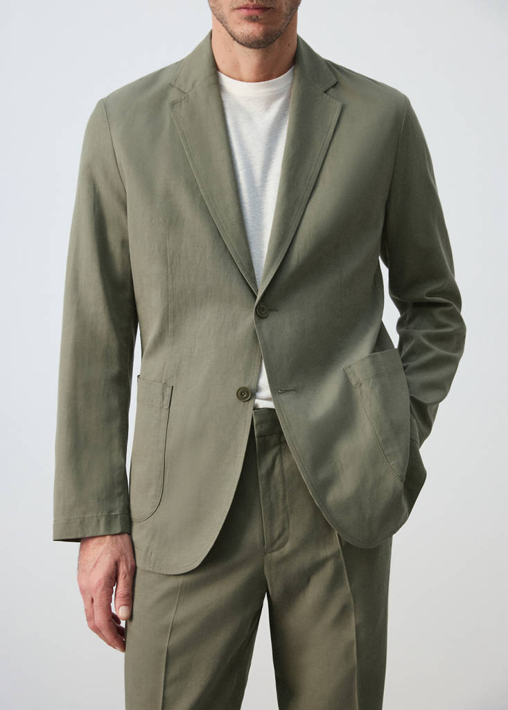 Slim-fit suit jacket made from a linen-lyocell blend — Green