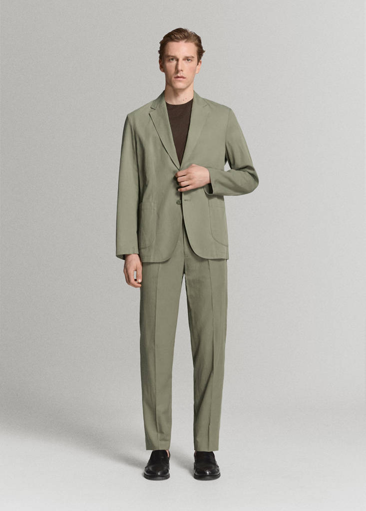Slim-fit suit jacket made from a linen-lyocell blend — Green