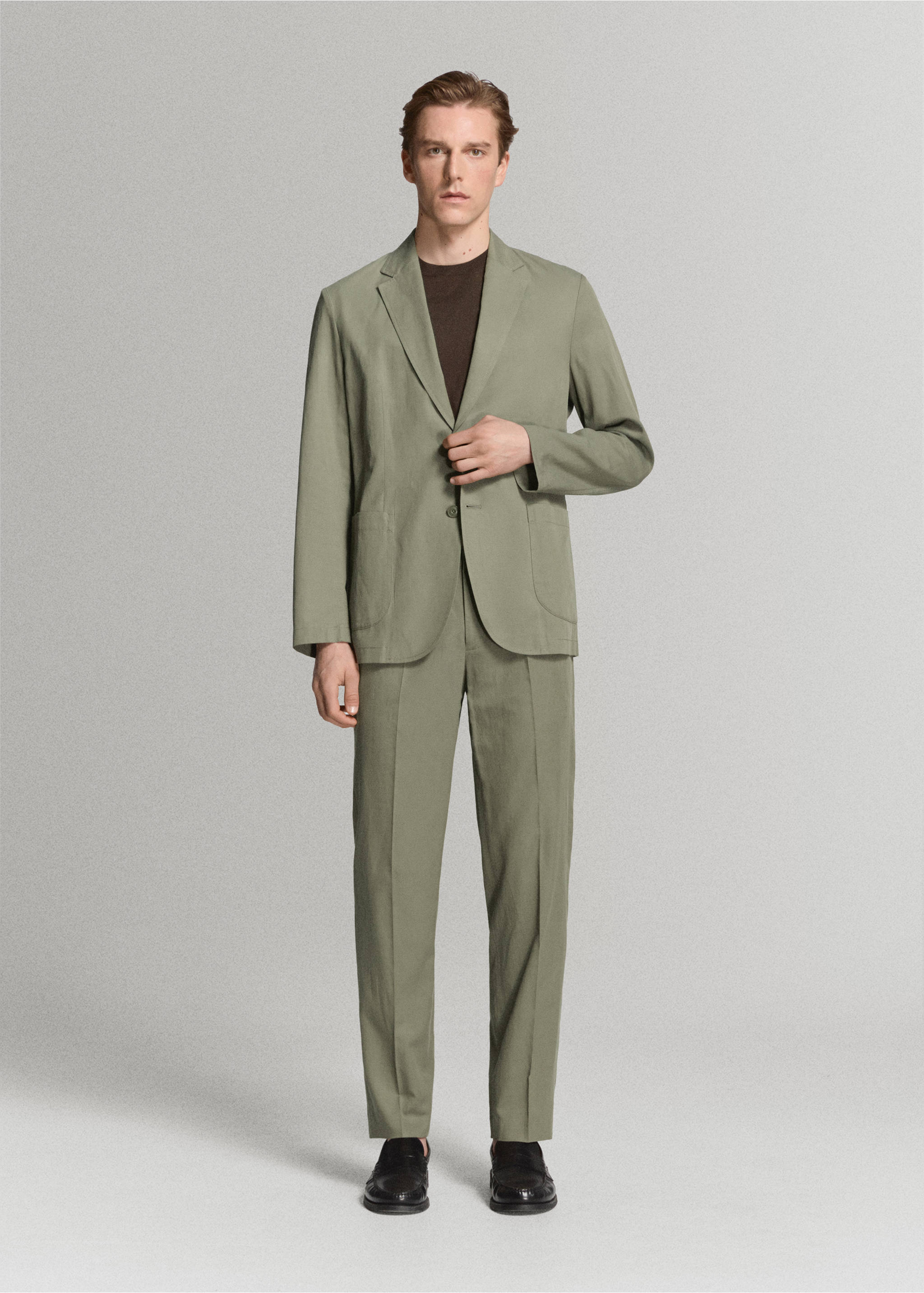 Americana traje slim fit lino lyocell - Plano general, Verde. Ref: 27025945-01.