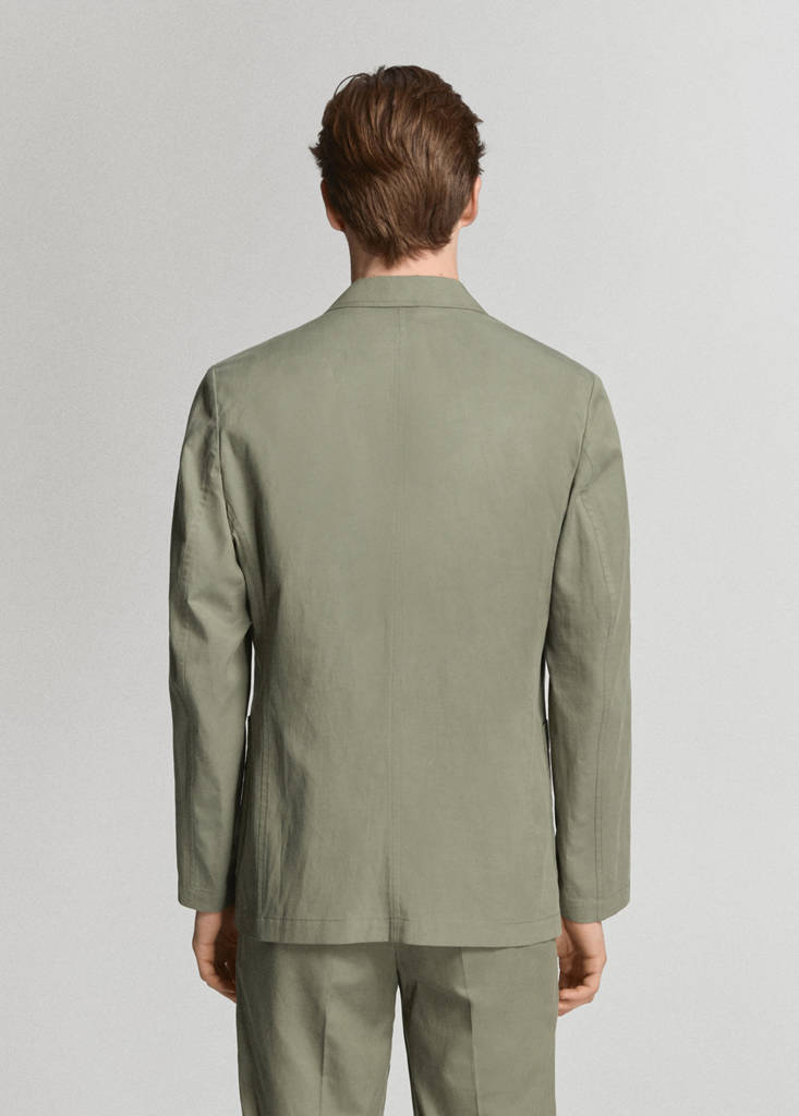 Slim-fit suit jacket made from a linen-lyocell blend — Green