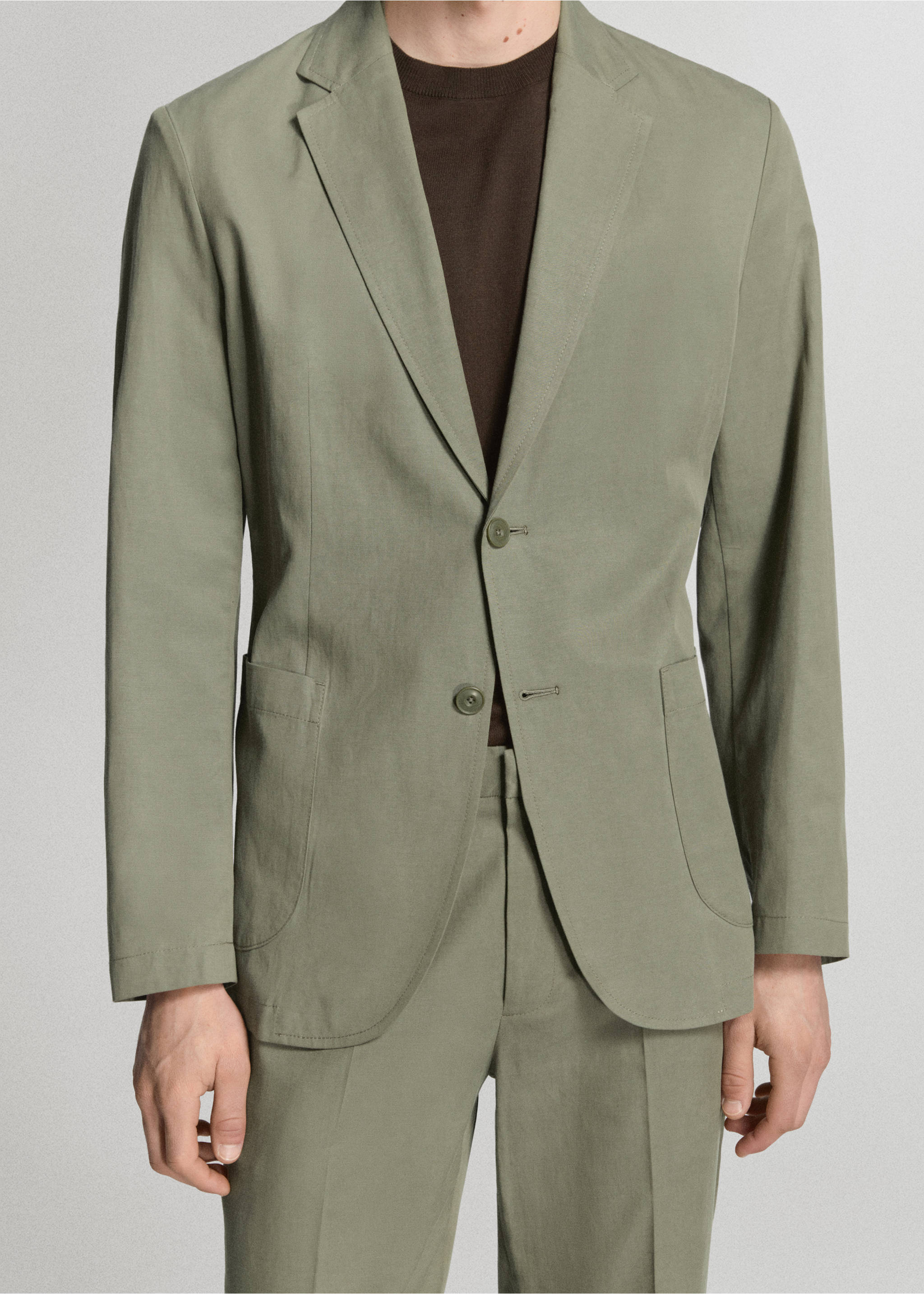 Americana traje slim fit lino lyocell - Detalle del artículo 1, Verde. Ref: 27025945-01.