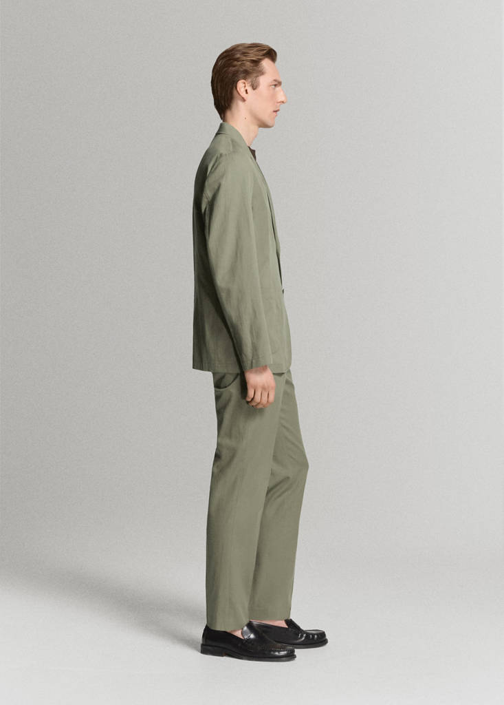 Slim-fit suit jacket made from a linen-lyocell blend — Green