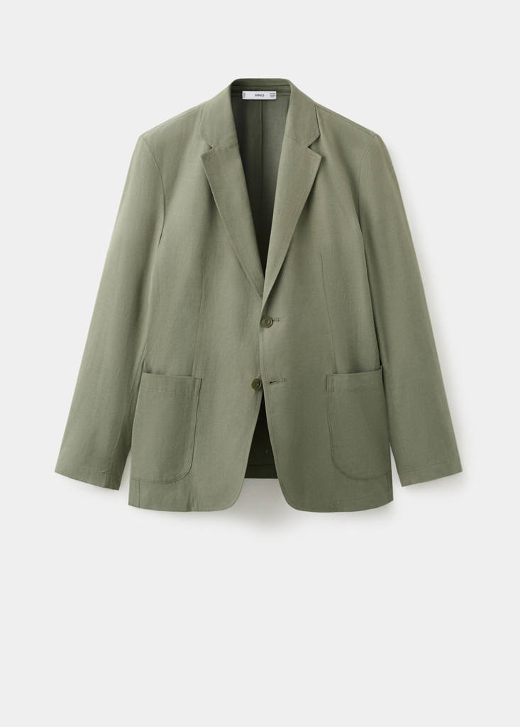 Slim-fit suit jacket made from a linen-lyocell blend — Green