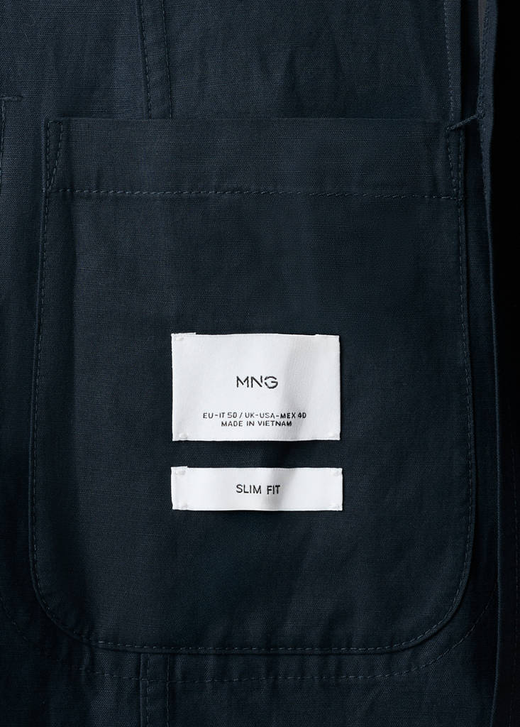 Slim-fit suit jacket made from a linen-lyocell blend — Navy