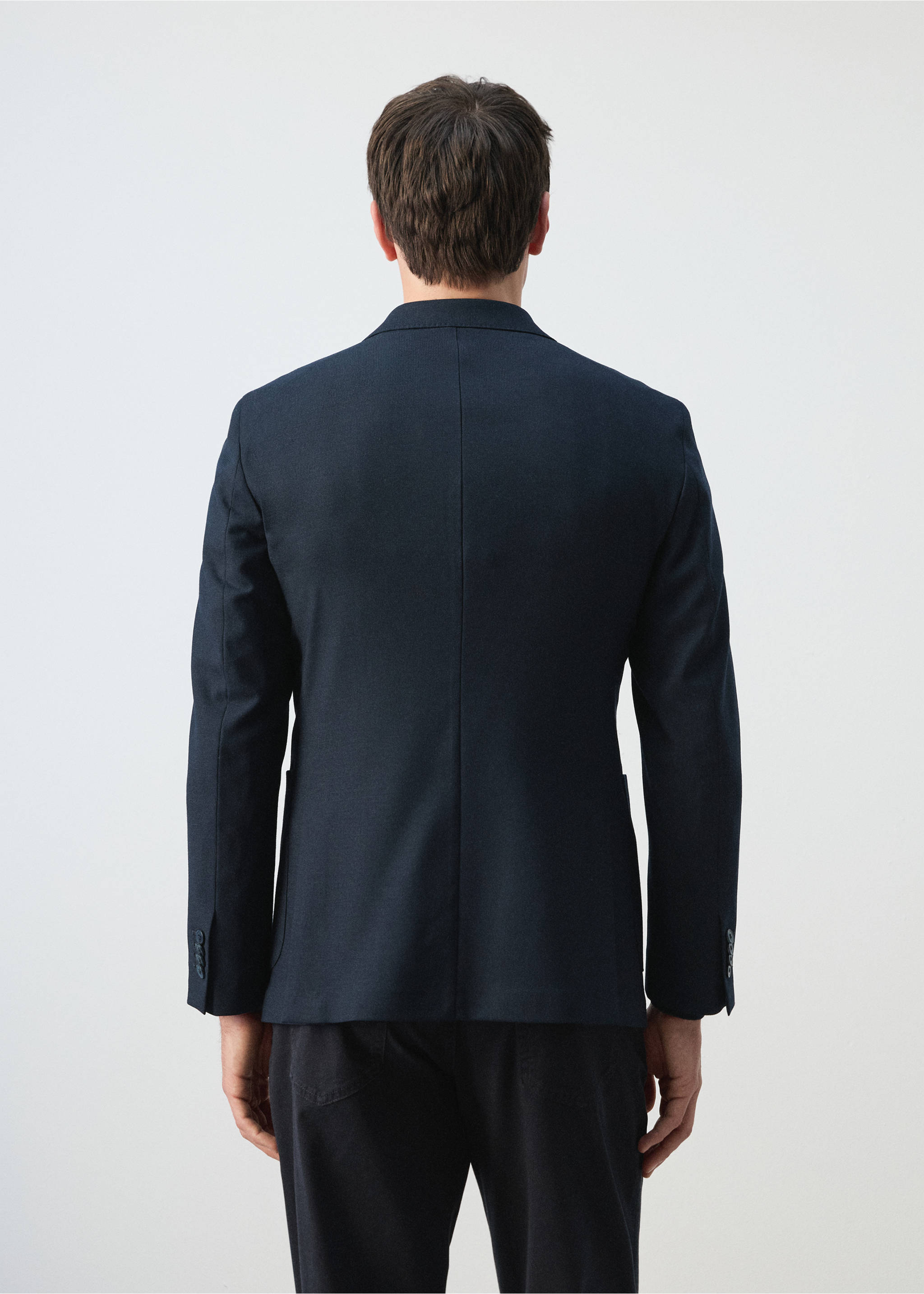 Slim-fit blazer met zakken - Achterkant van het artikel, Marineblauw. Ref: 27025946-00.