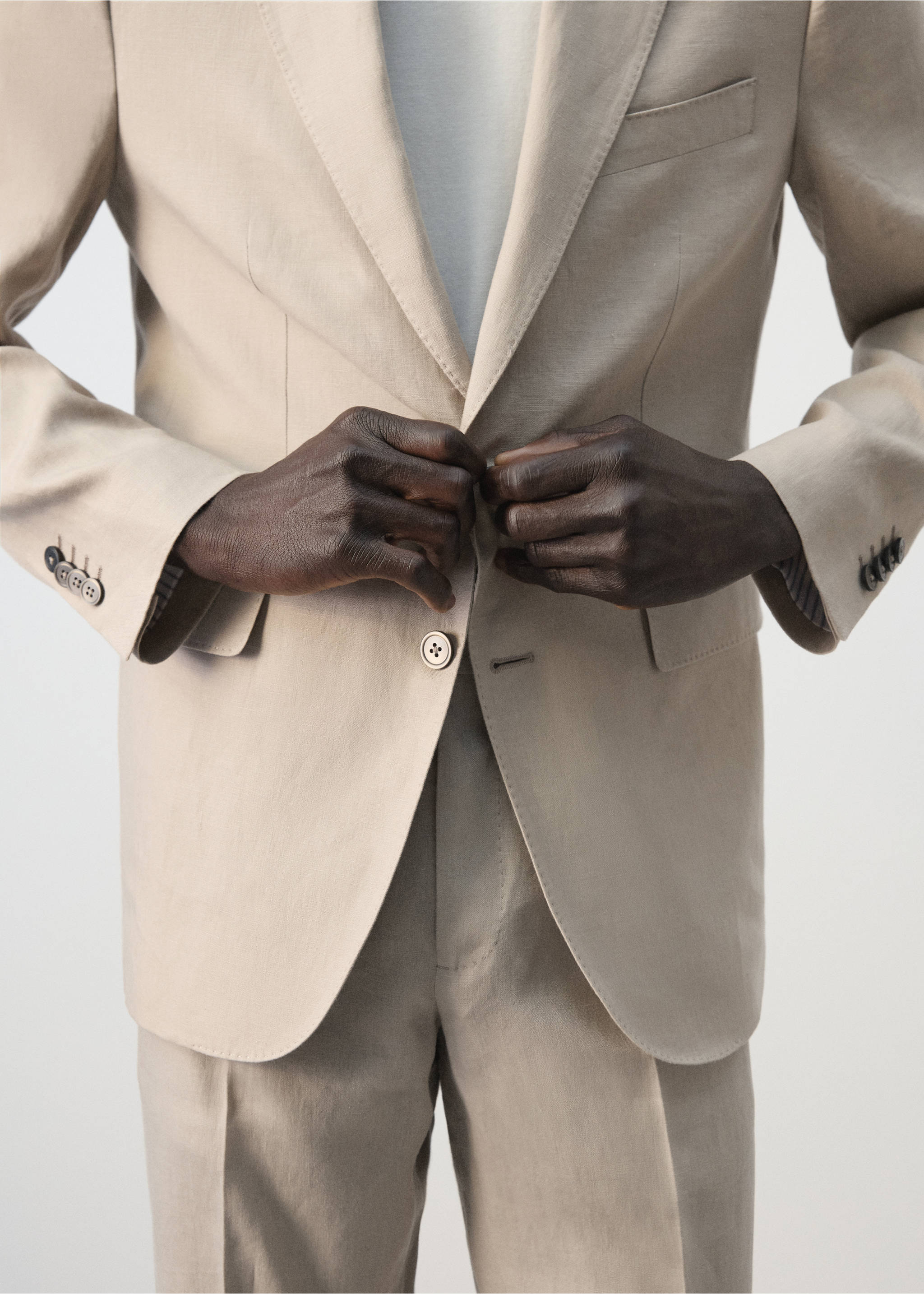 Amalfi 100% linen slim-fit suit jacket - Details of the article 1, Beige. Ref: 27025948-00.