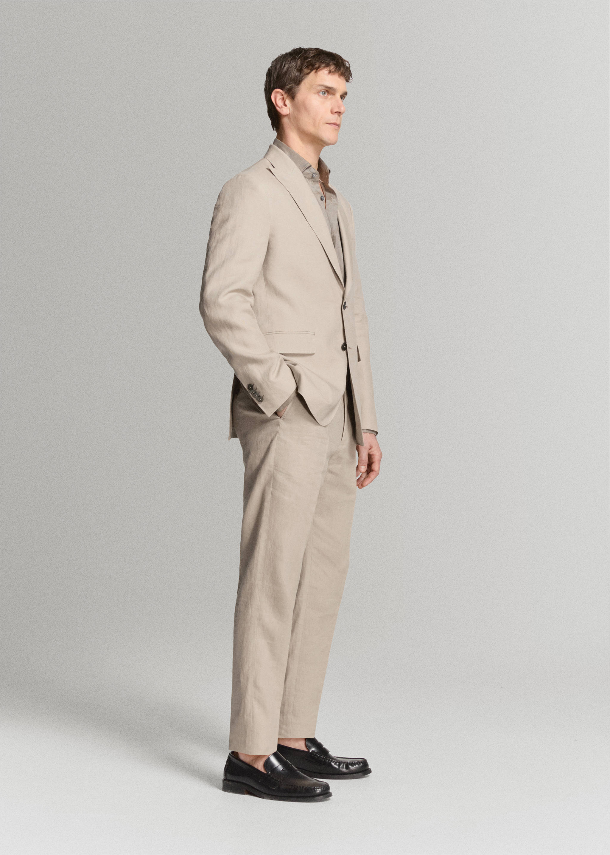 Костюмный пиджак Amalfi slim fit 100% лен - Деталь изделия 4, Бежевый. Ref: 27075929-02.