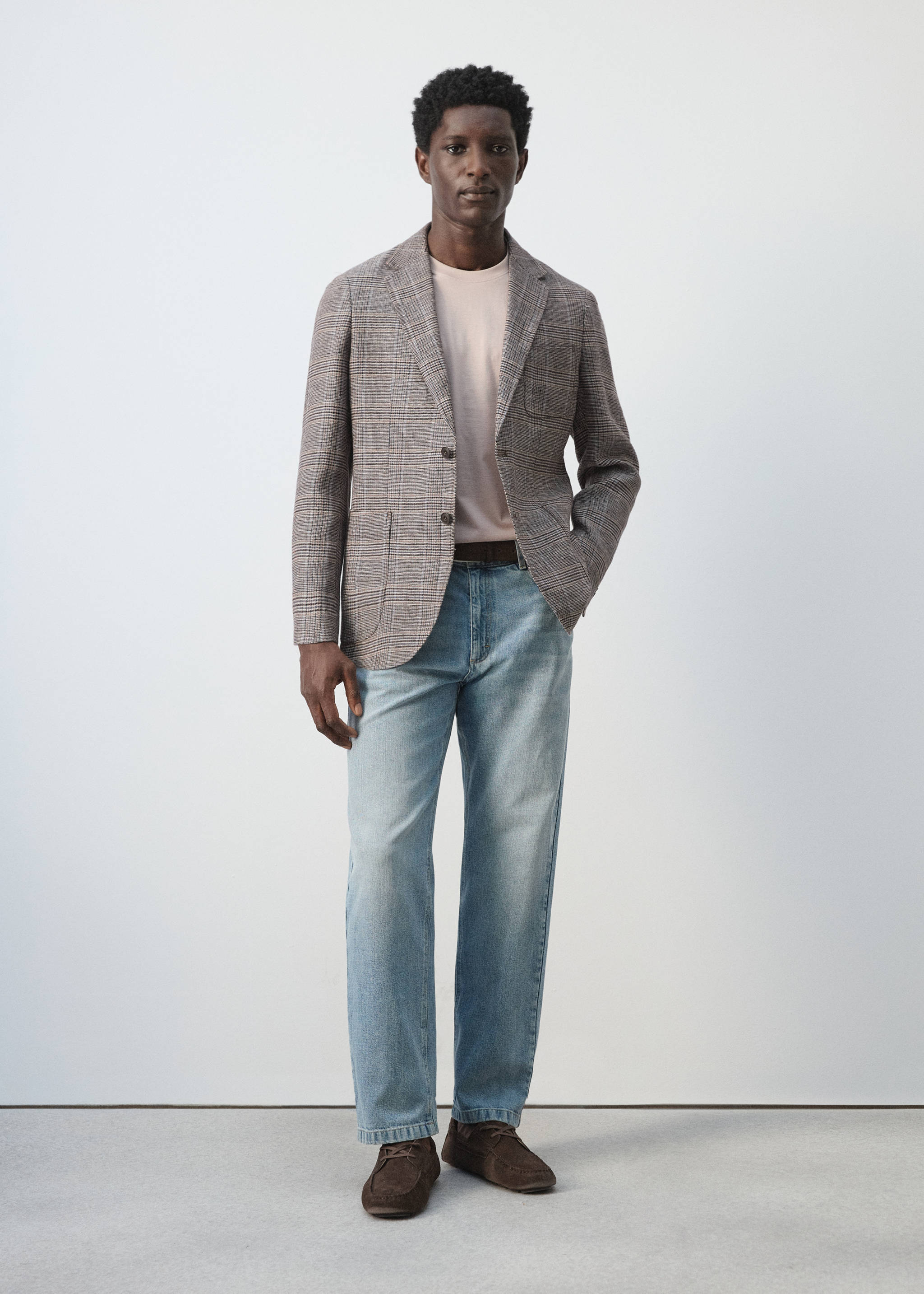 Пиджак из 100% льна в клетку «Принц Уэльский» - Общий план