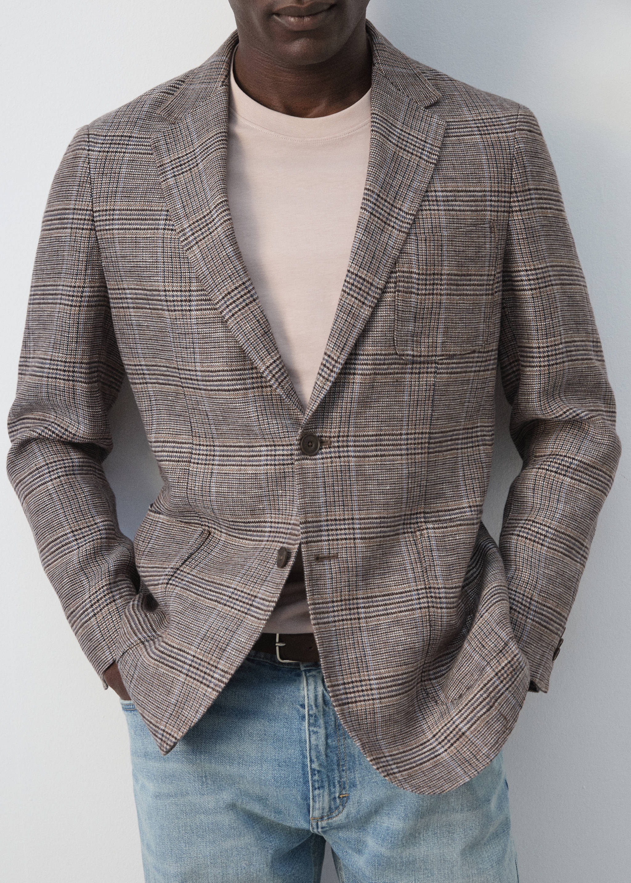 100% linen Prince of Wales check jacket - Details of the article 4