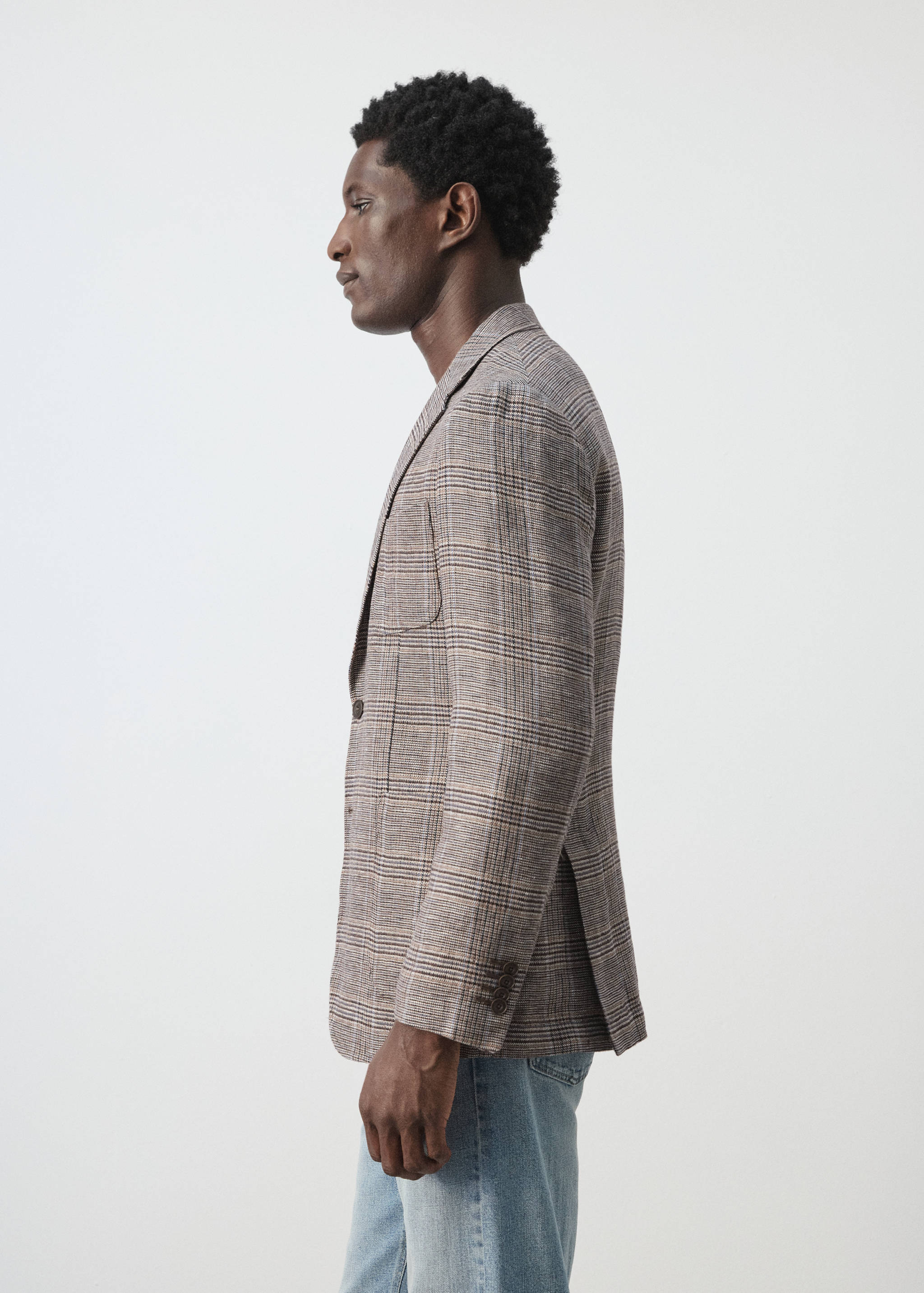 100% linen Prince of Wales check jacket - Details of the article 2