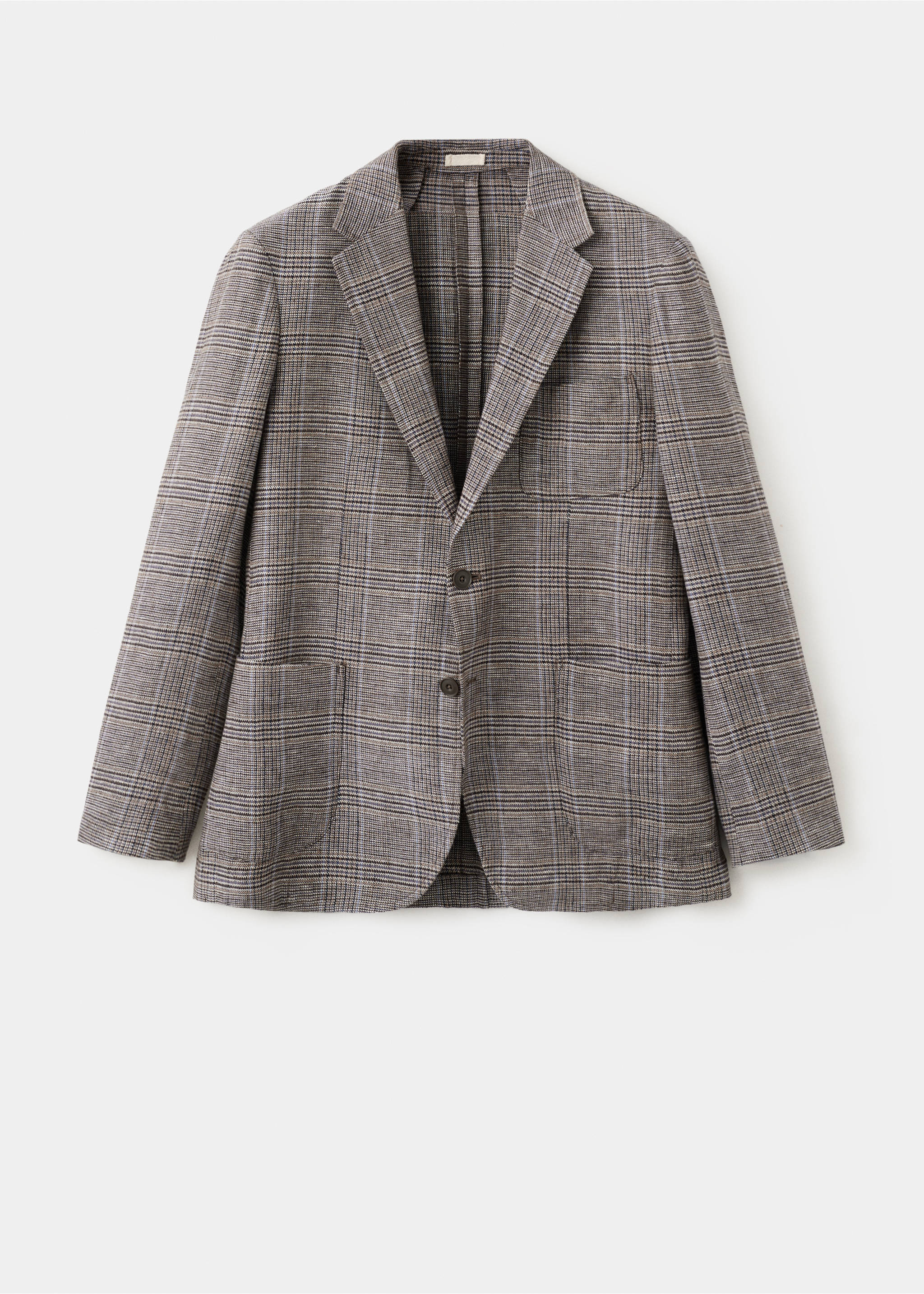 Пиджак из 100% льна в клетку «Принц Уэльский» - Изделие без модели, Коричневый. Ref: 27025949-00.