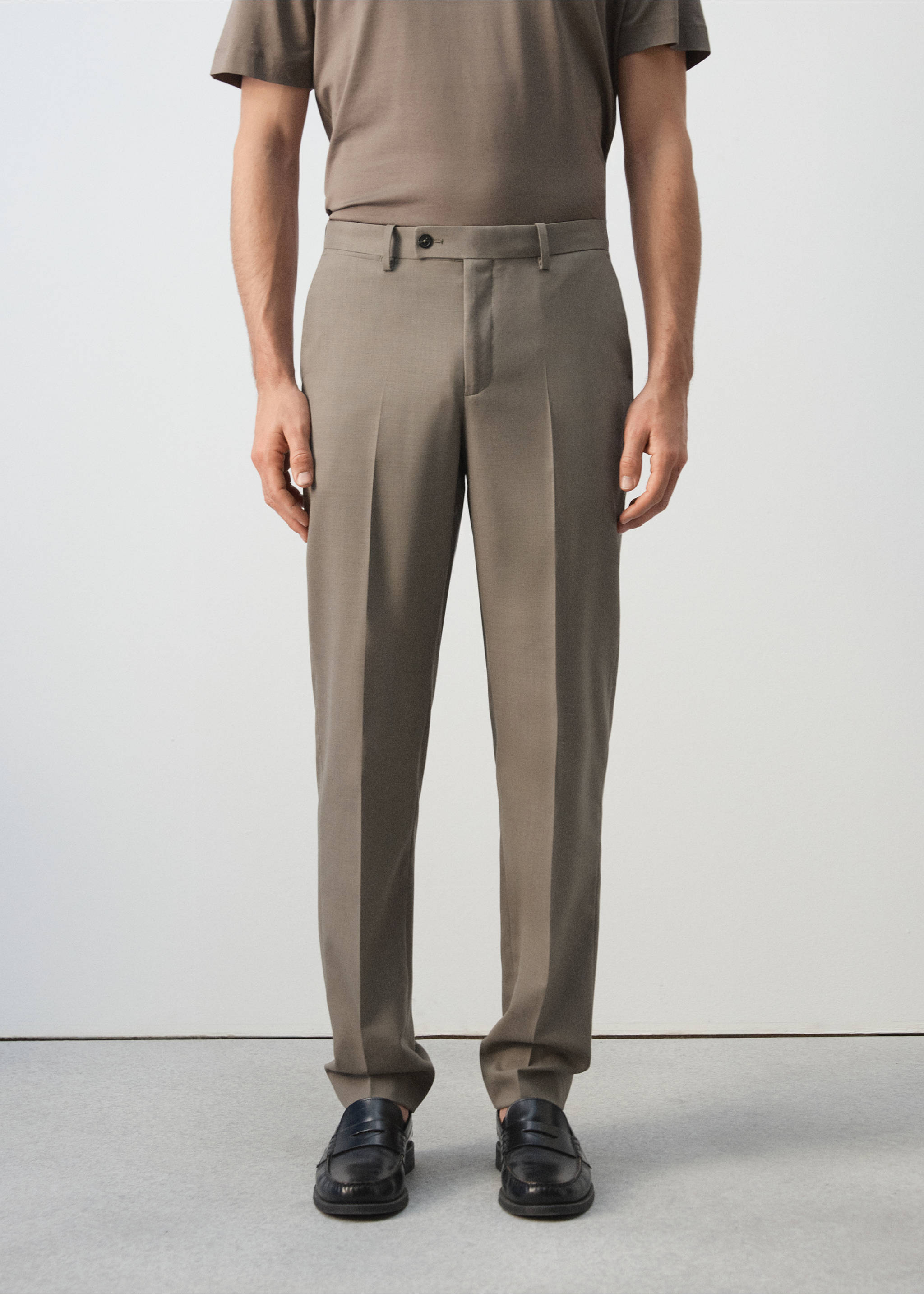 Pantalón traje Turín 100% lana - Plano medio, Marrón medio. Ref: 27061270-00.