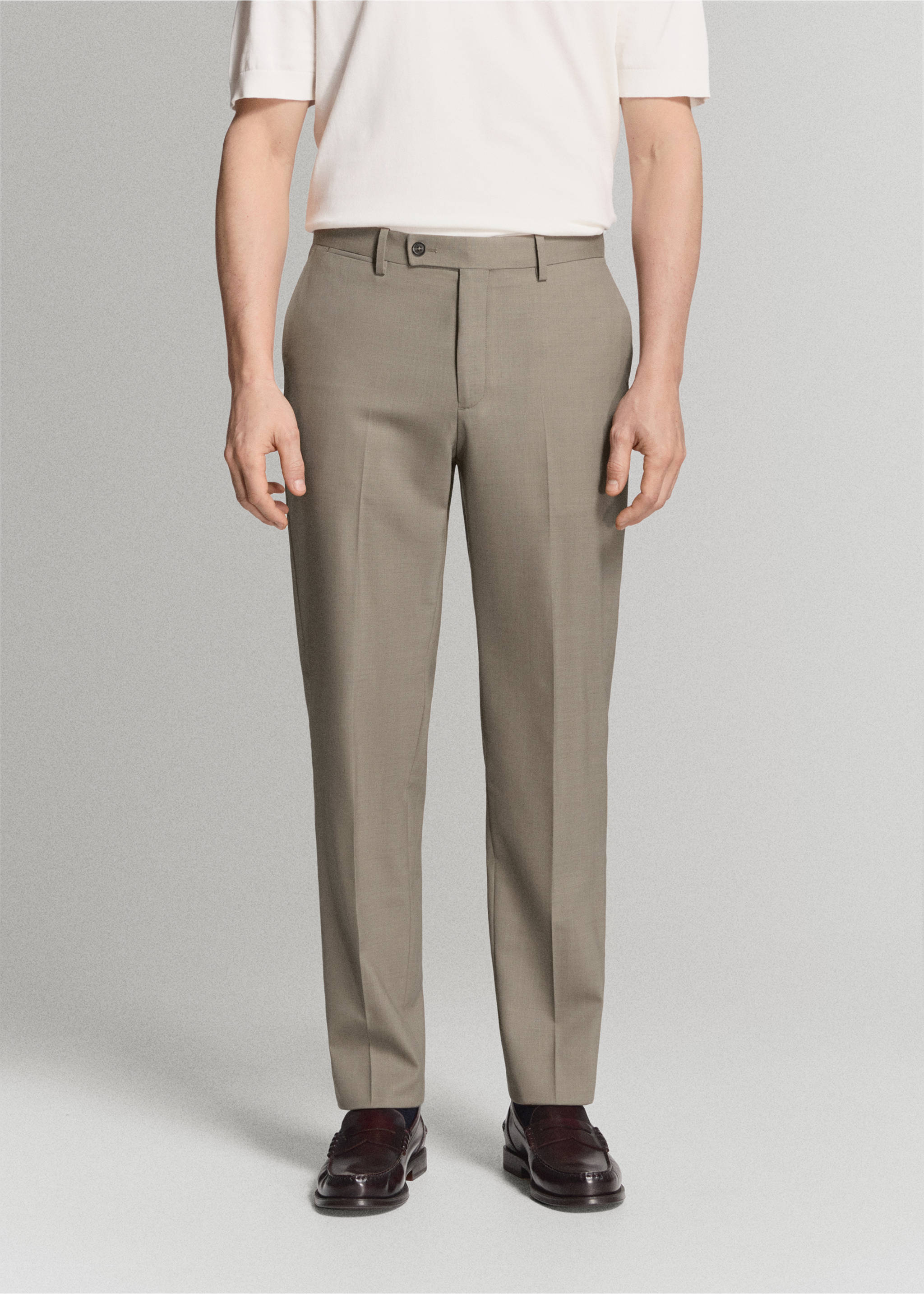 Turin 100% wool suit trousers - Medium plane, Medium Brown. Ref: 27025950-02.