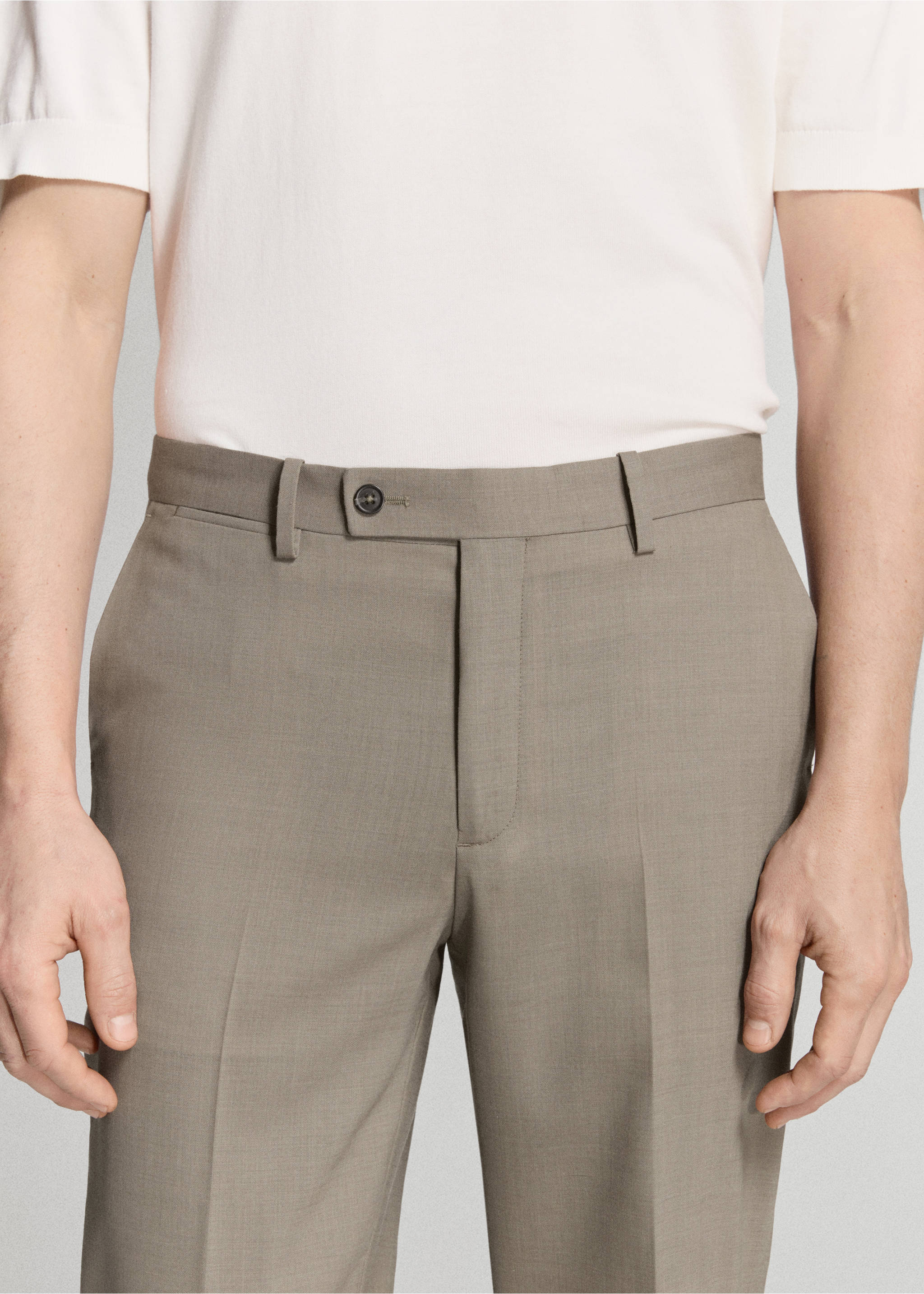 Turin 100% wool suit trousers - Details of the article 1, Medium Brown. Ref: 27025950-02.