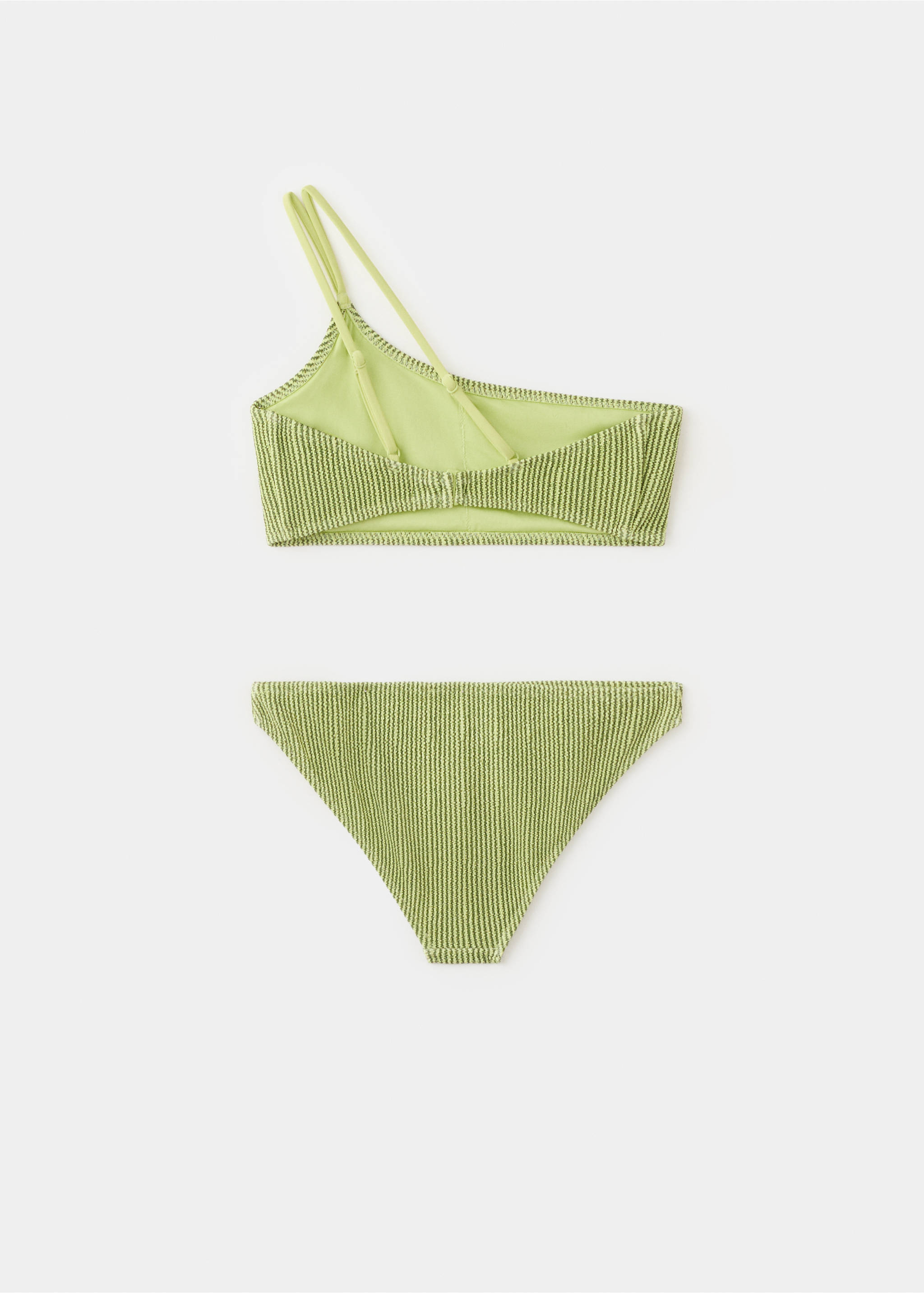 Асимметричный бикини с классическими плавками - Обратная сторона изделия, Зеленый. Ref: 27025953-00.