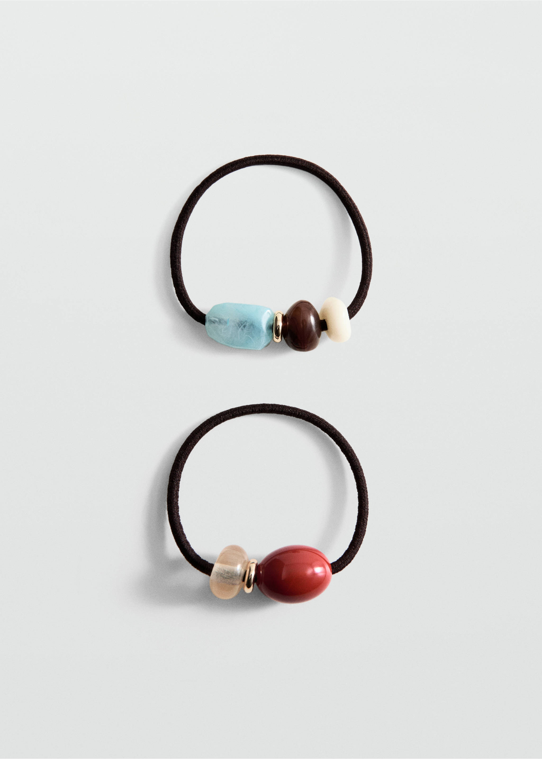 Pack of 2 beaded hair bobbles - Article without model, Red. Ref: 27025956-00.