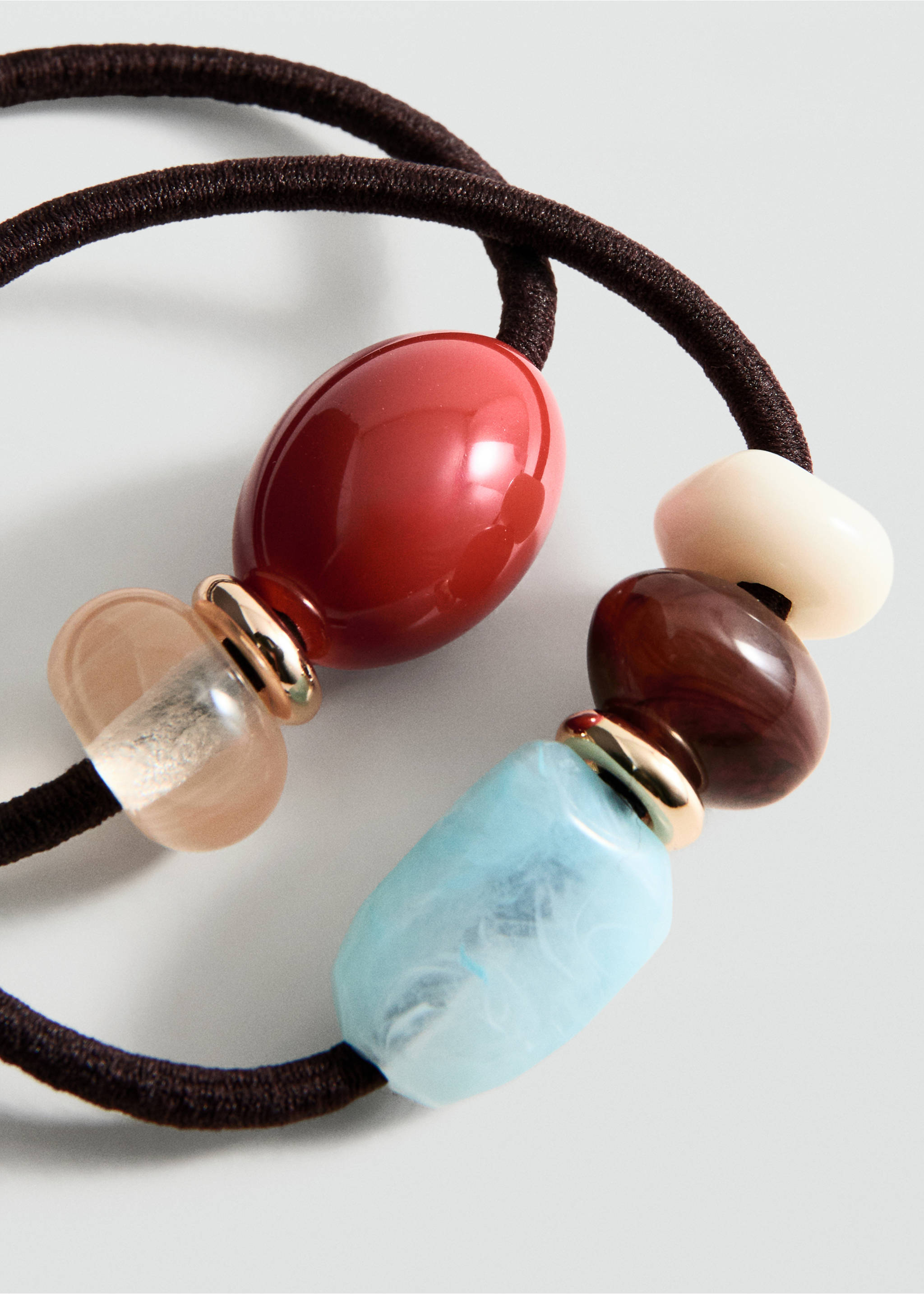 Pack of 2 beaded hair bobbles - Details of the article 1, Red. Ref: 27025956-00.