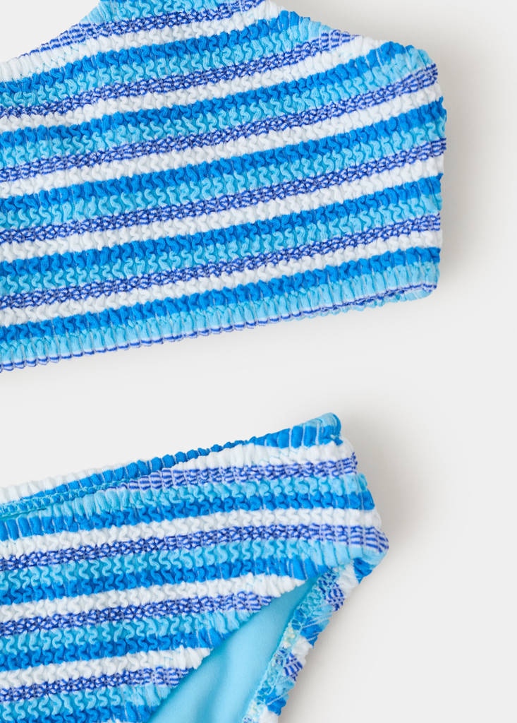 Striped textured bikini — Blue