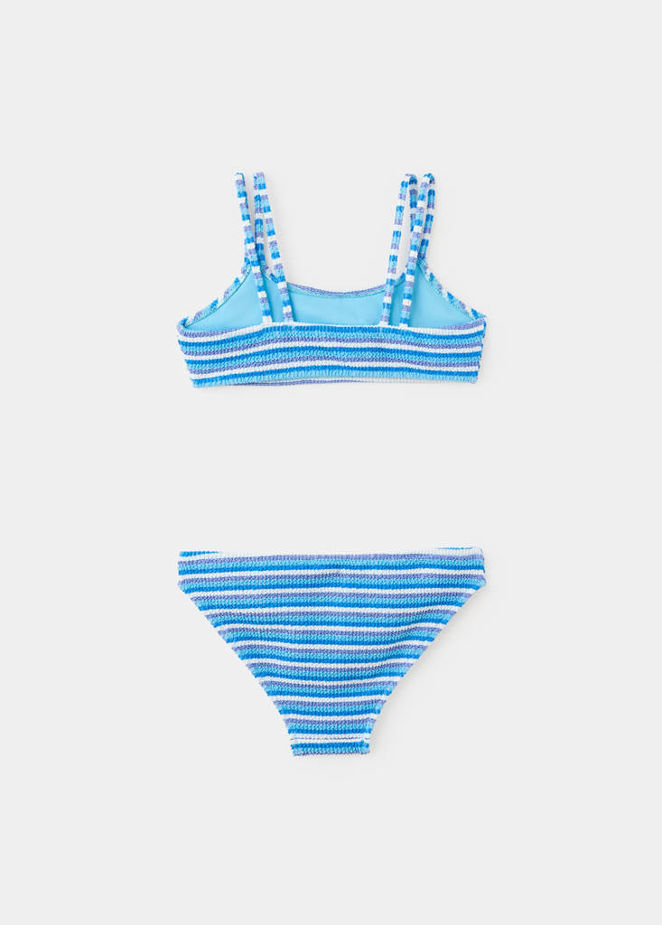 Striped textured bikini — Blue