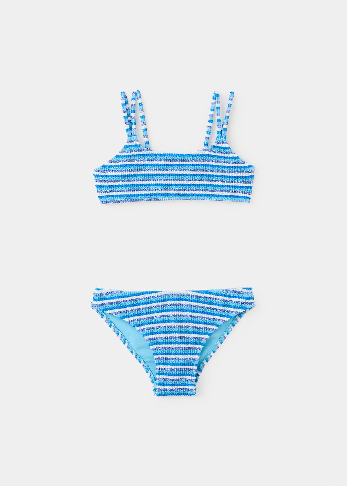 Striped textured bikini — Blue