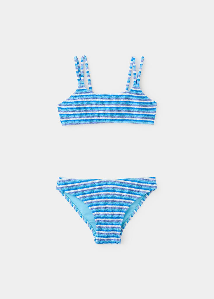 Striped textured bikini — Blue