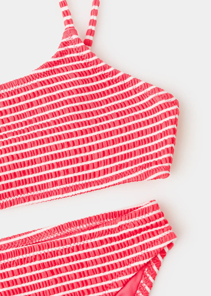 Striped textured bikini — Pink