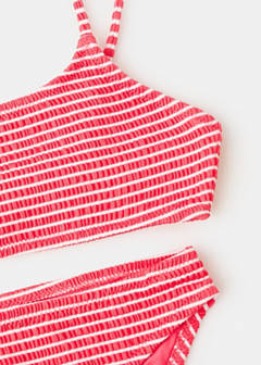 Striped textured bikini — Pink 8