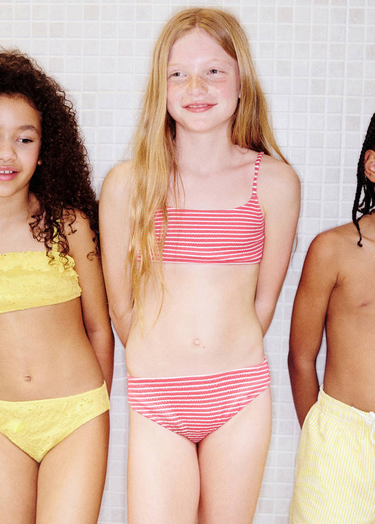 Striped textured bikini — Pink