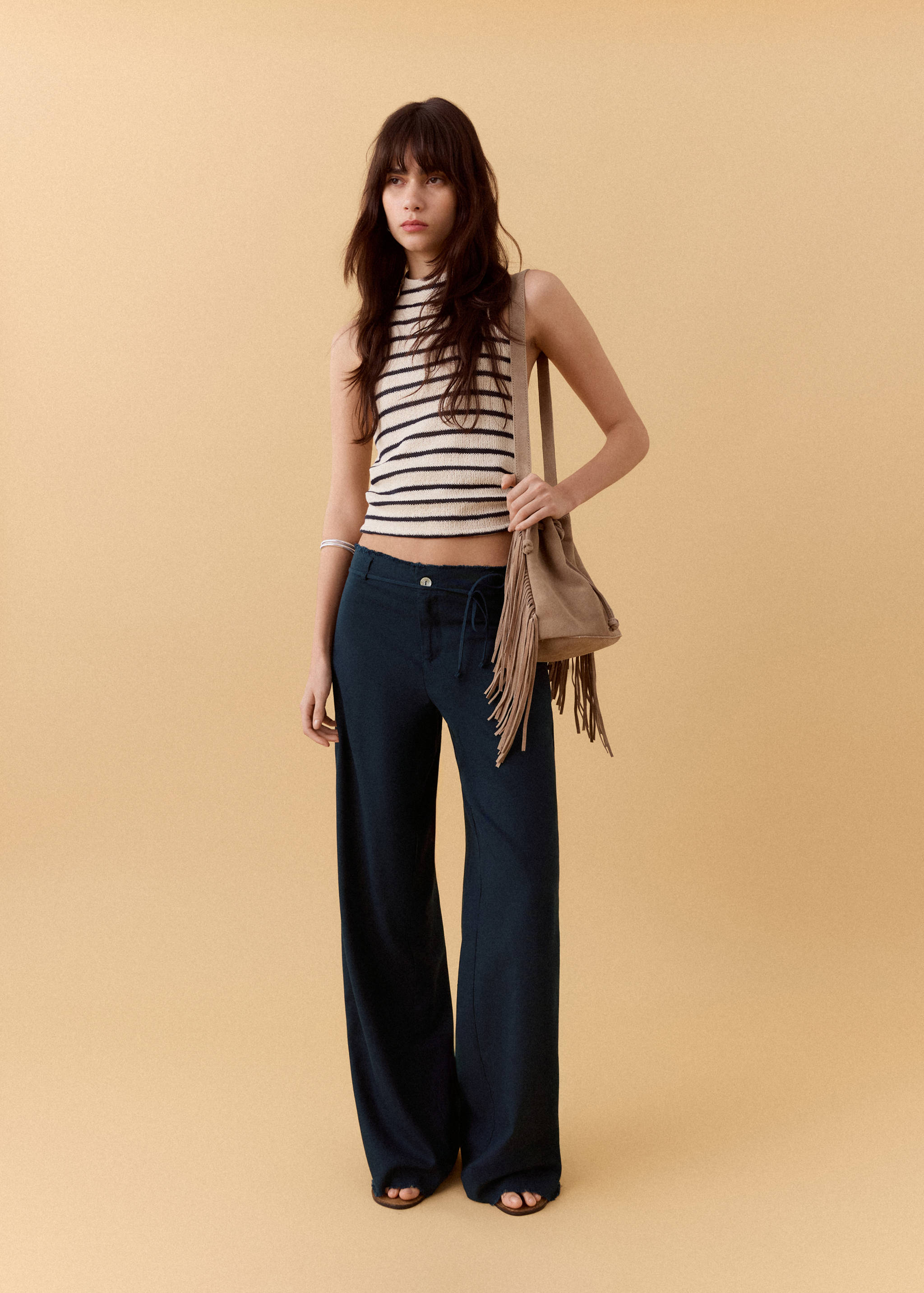 بنطلون كتان بخصر مهترئ - رؤية عامة