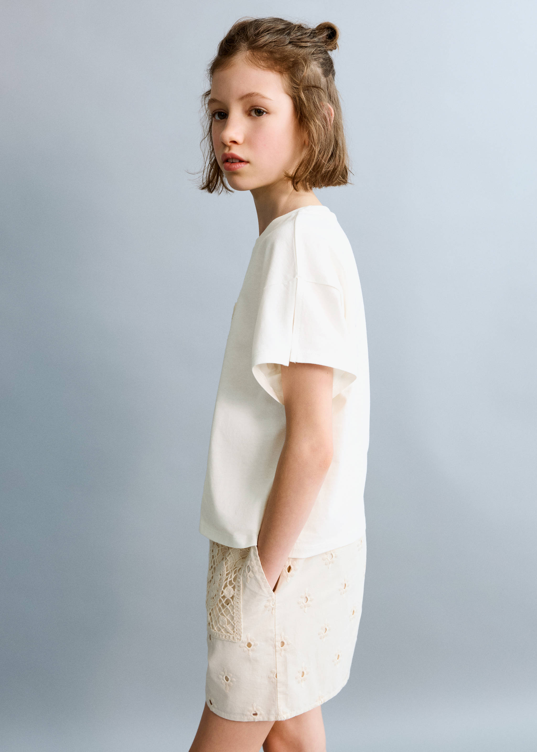 Cotton T-shirt with embroidered palm tree - Medium plane