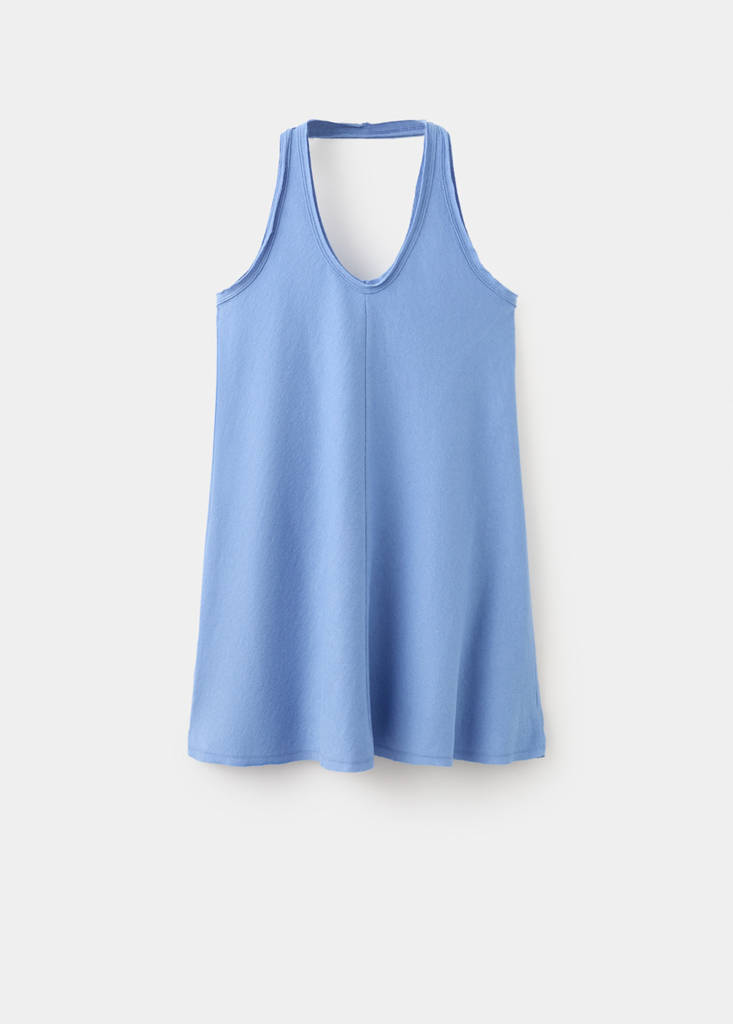 Short halter-neck dress — Blue