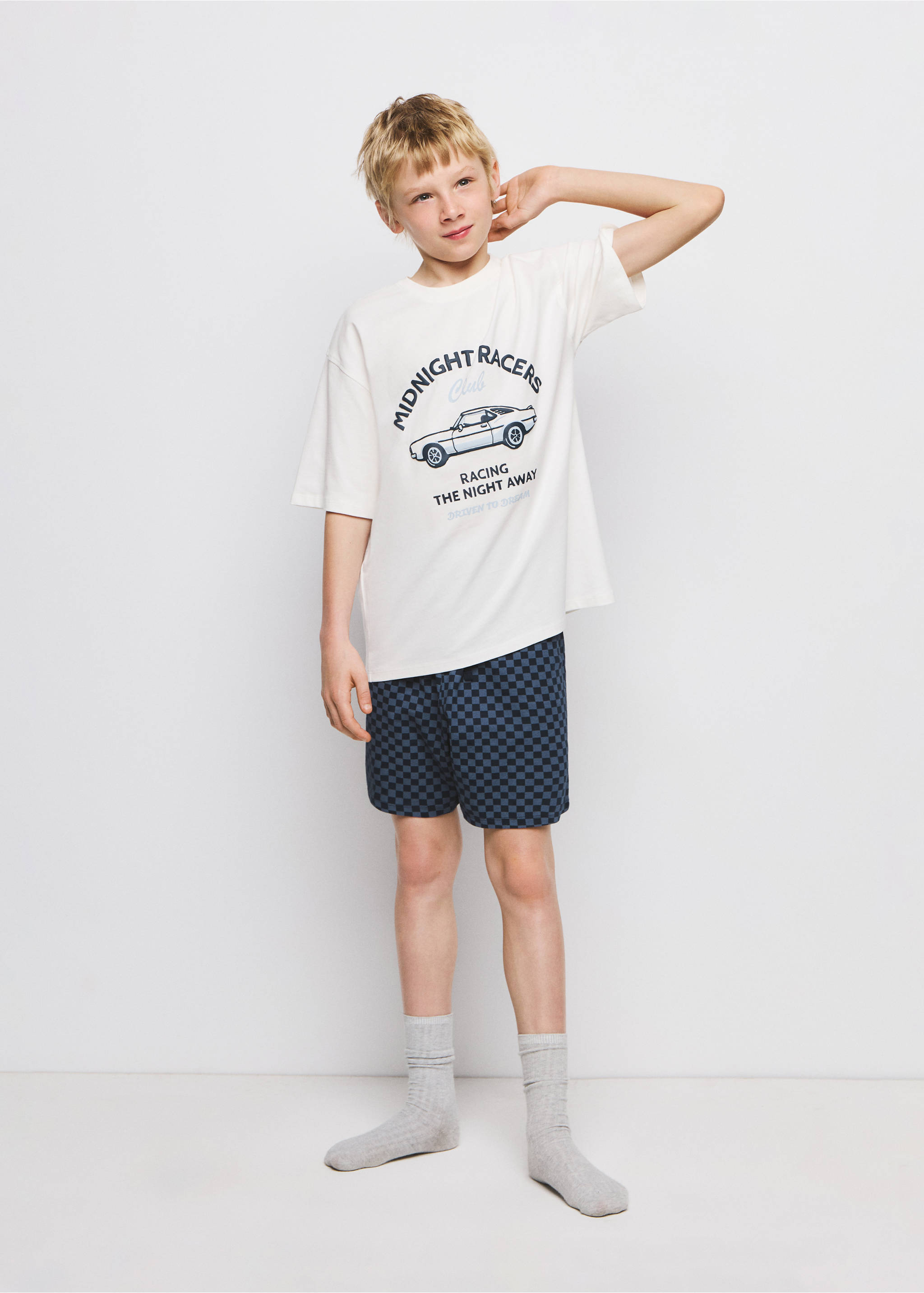 Pijama corto combinado - Plano general, Blanco roto. Ref: 27025964-00.