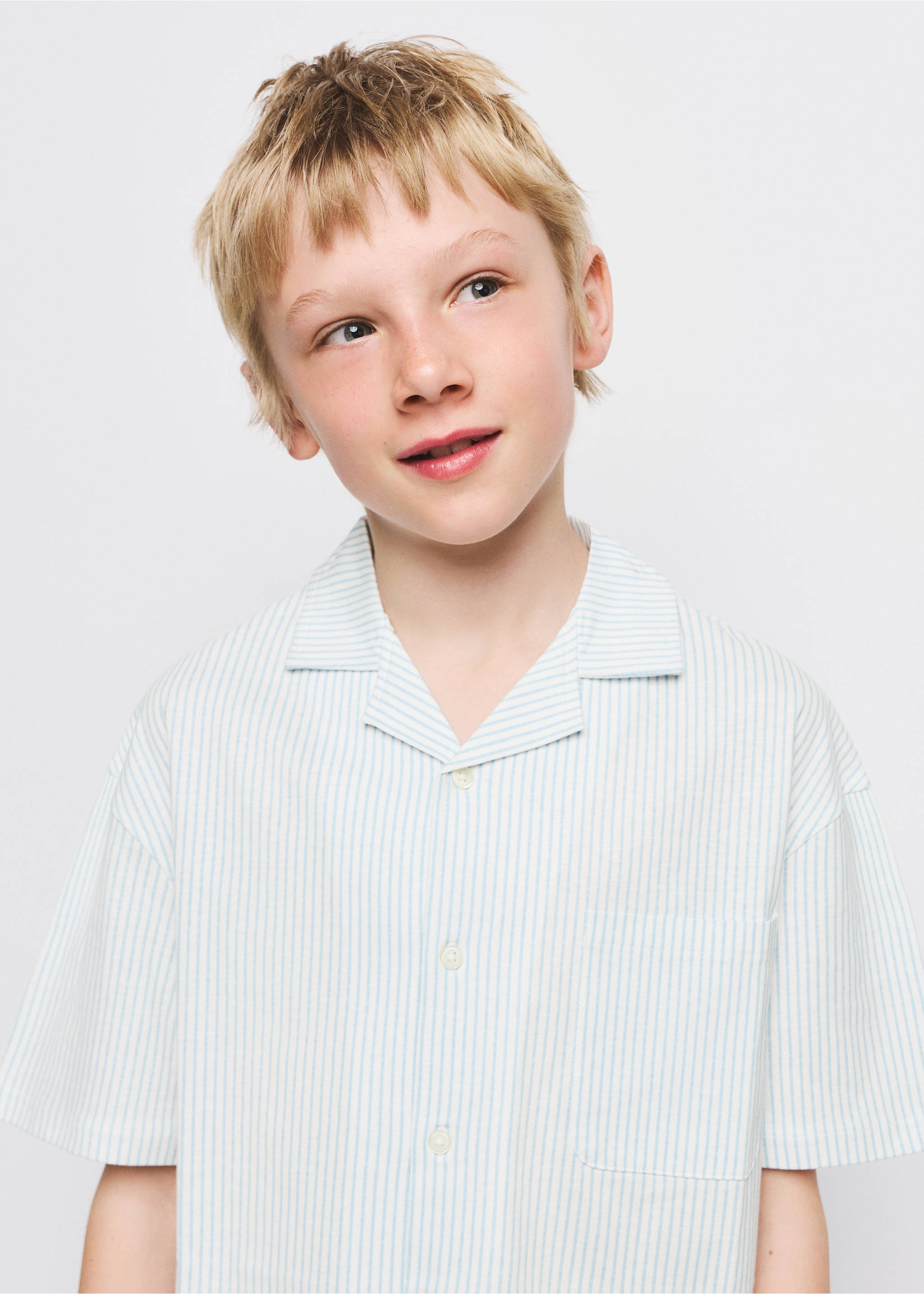 Pijama corto rayas - Detalle del artículo 1, Azul. Ref: 27025965-00.