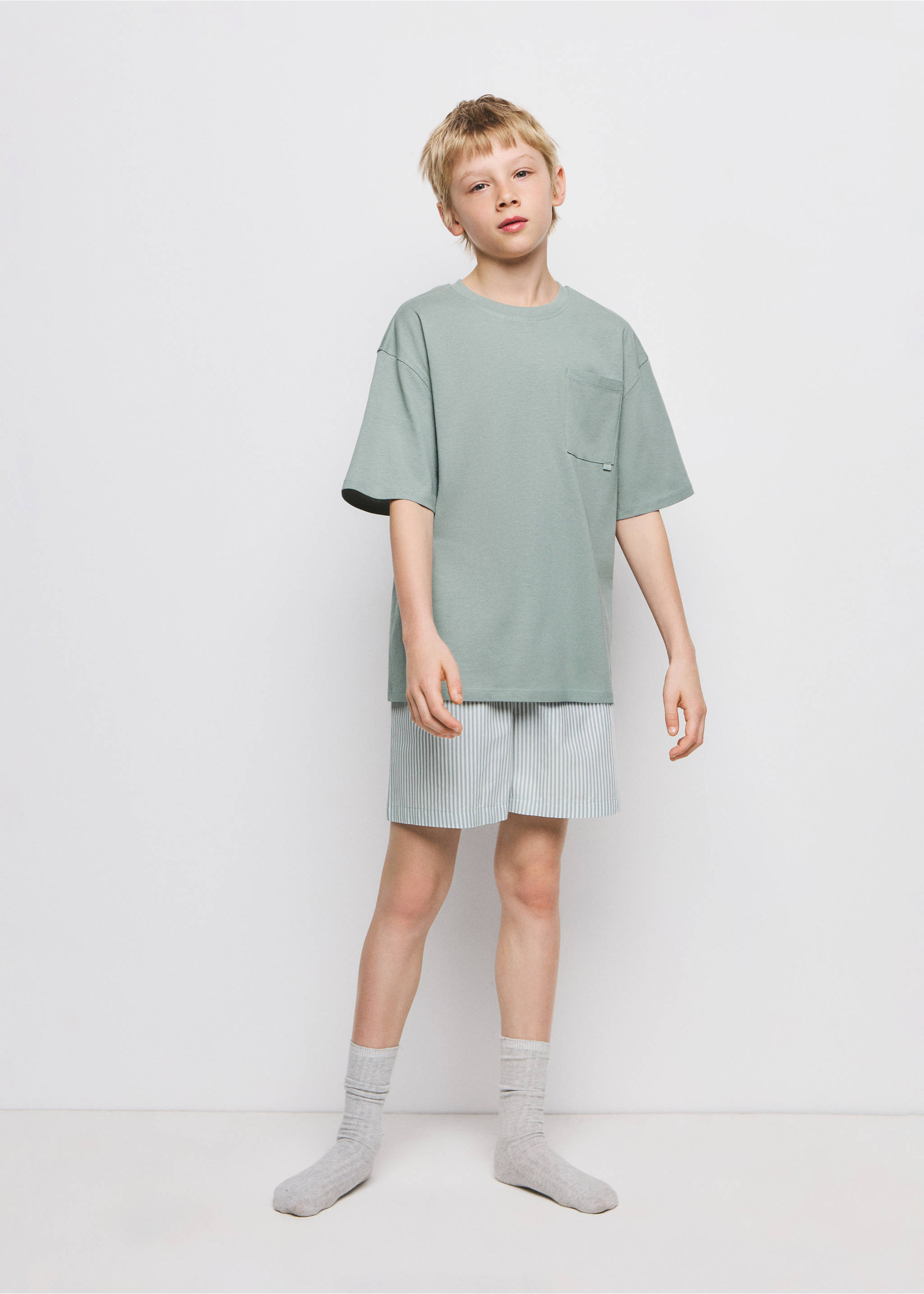 Pijama corto combinado - Plano general, Verde. Ref: 27025967-00.