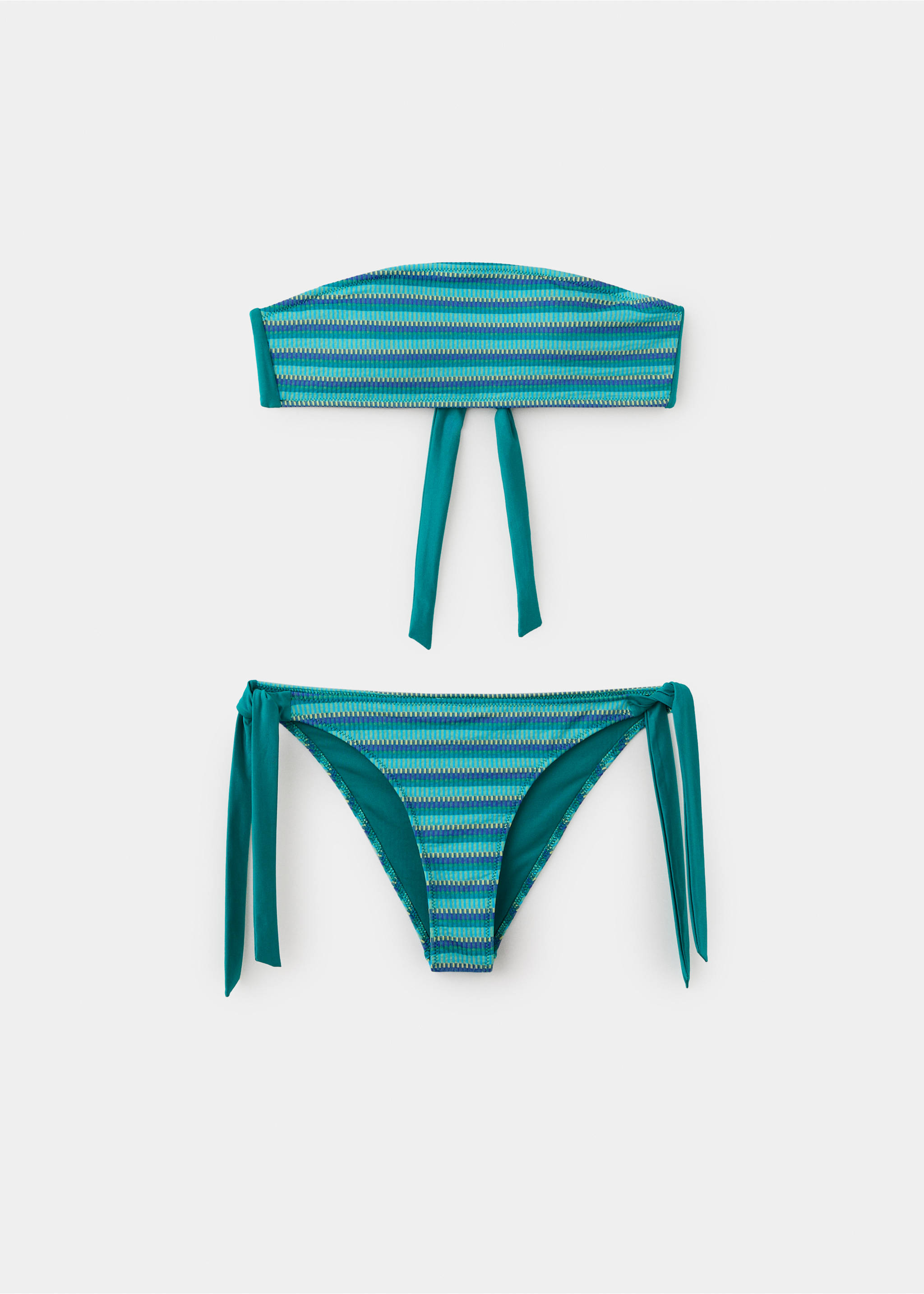 Bandeau bikini with mid-rise briefs - Article without model, Turquoise. Ref: 27025969-00.