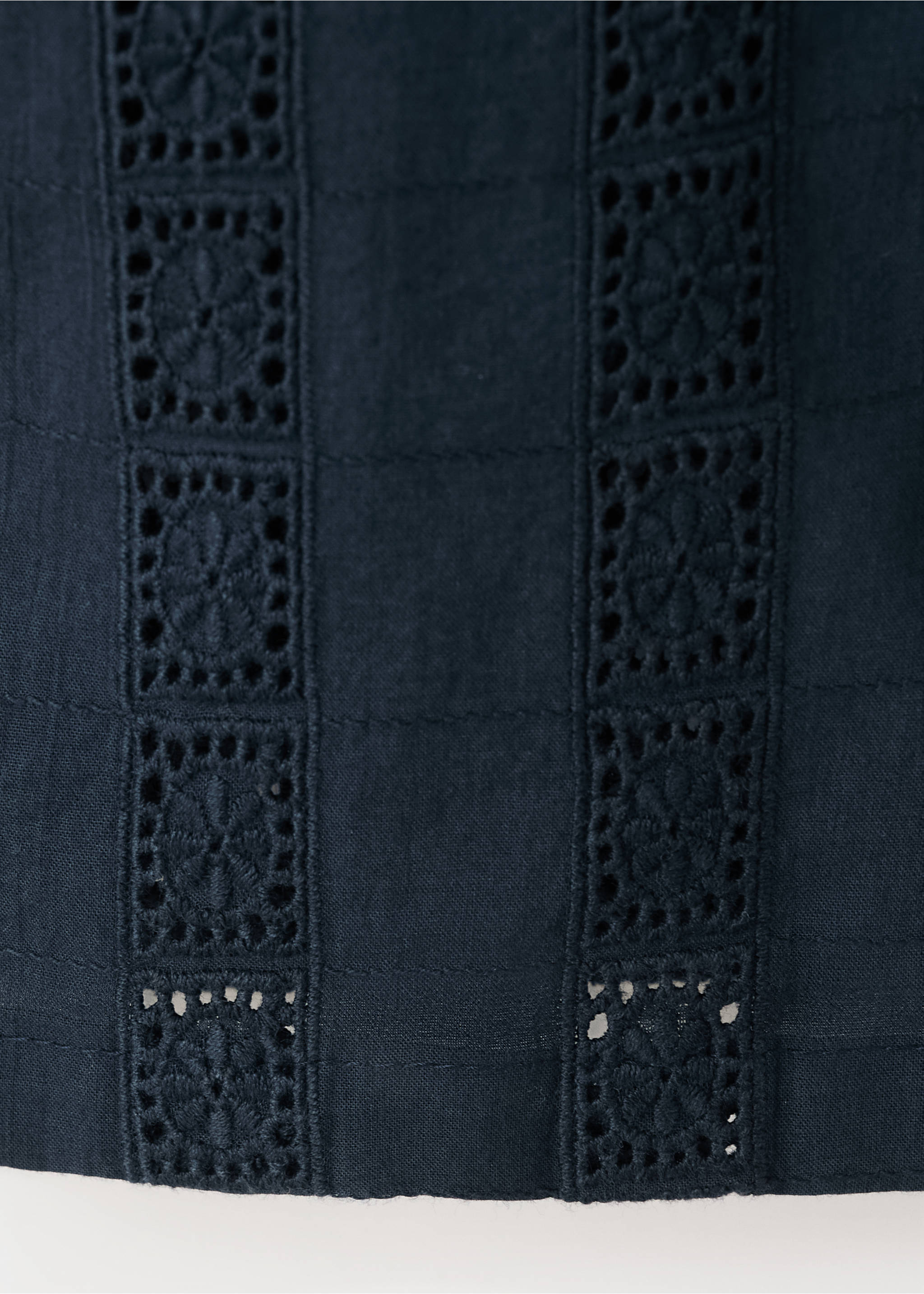 Pantalon coton détails brodés - Détail de l'article 0, Bleu marine. Ref: 27025970-00.