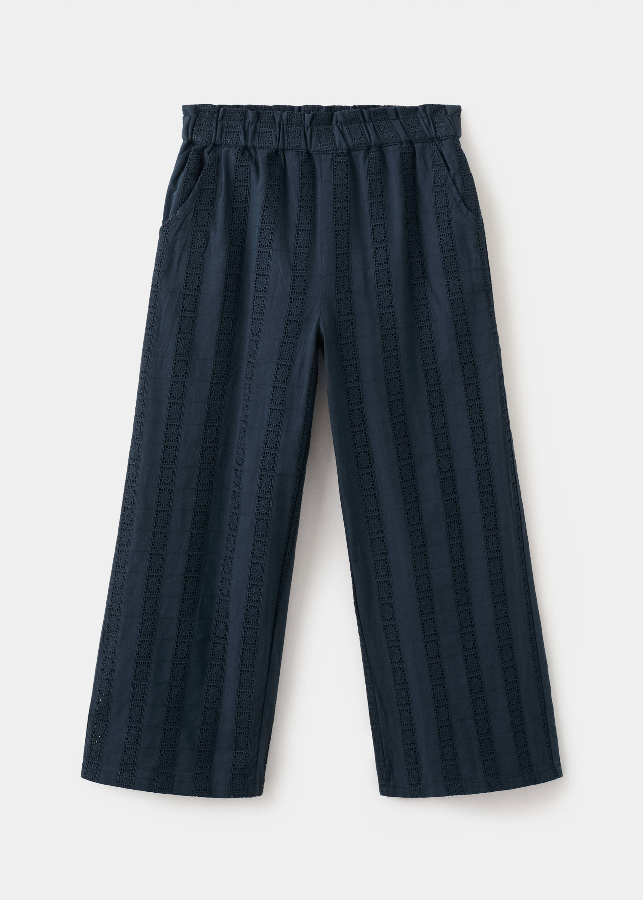 Cotton trousers with embroidered details - Article without model, Navy. Ref: 27025970-00.