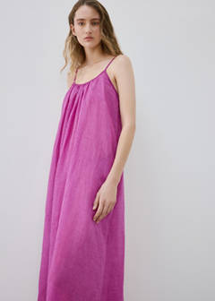 100% ramie nightdress with an overdyed effect — Fuchsia 1