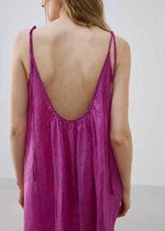 100% ramie nightdress with an overdyed effect — Fuchsia 5