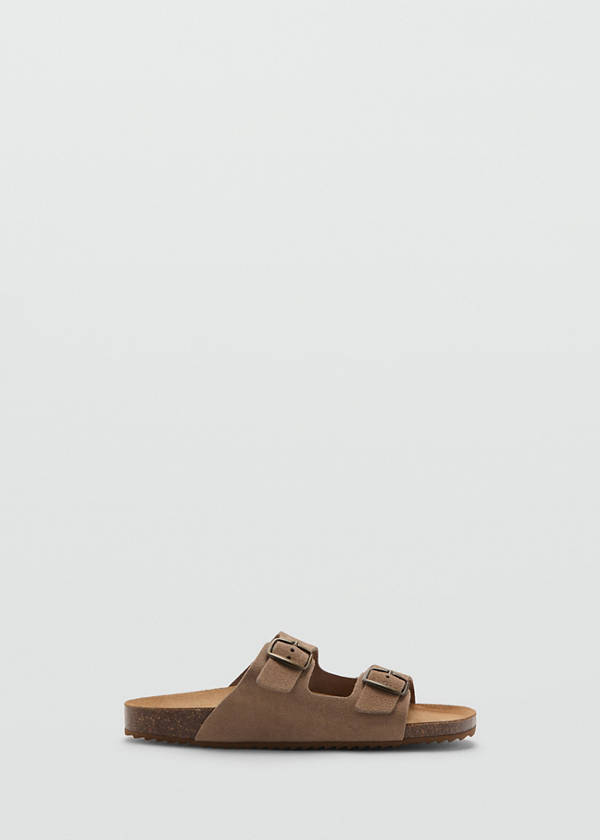 Buckle leather sandals — Medium Brown