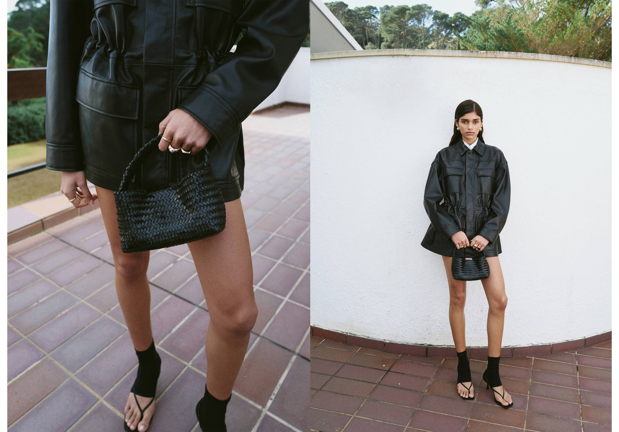 Bolso mano trenzado piel - Plano panorámico